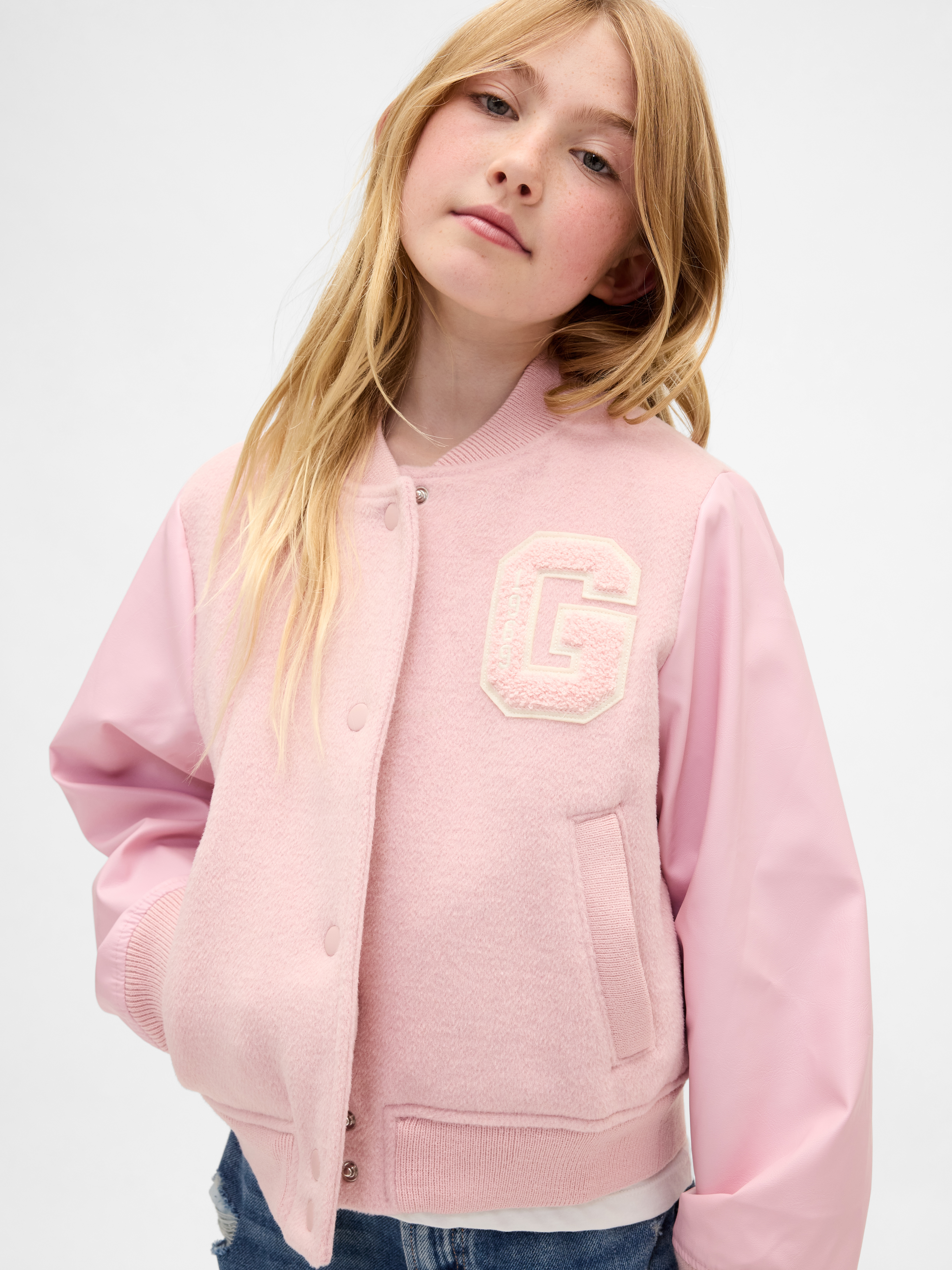 Kids Wool-Blend Varsity Bomber Jacket