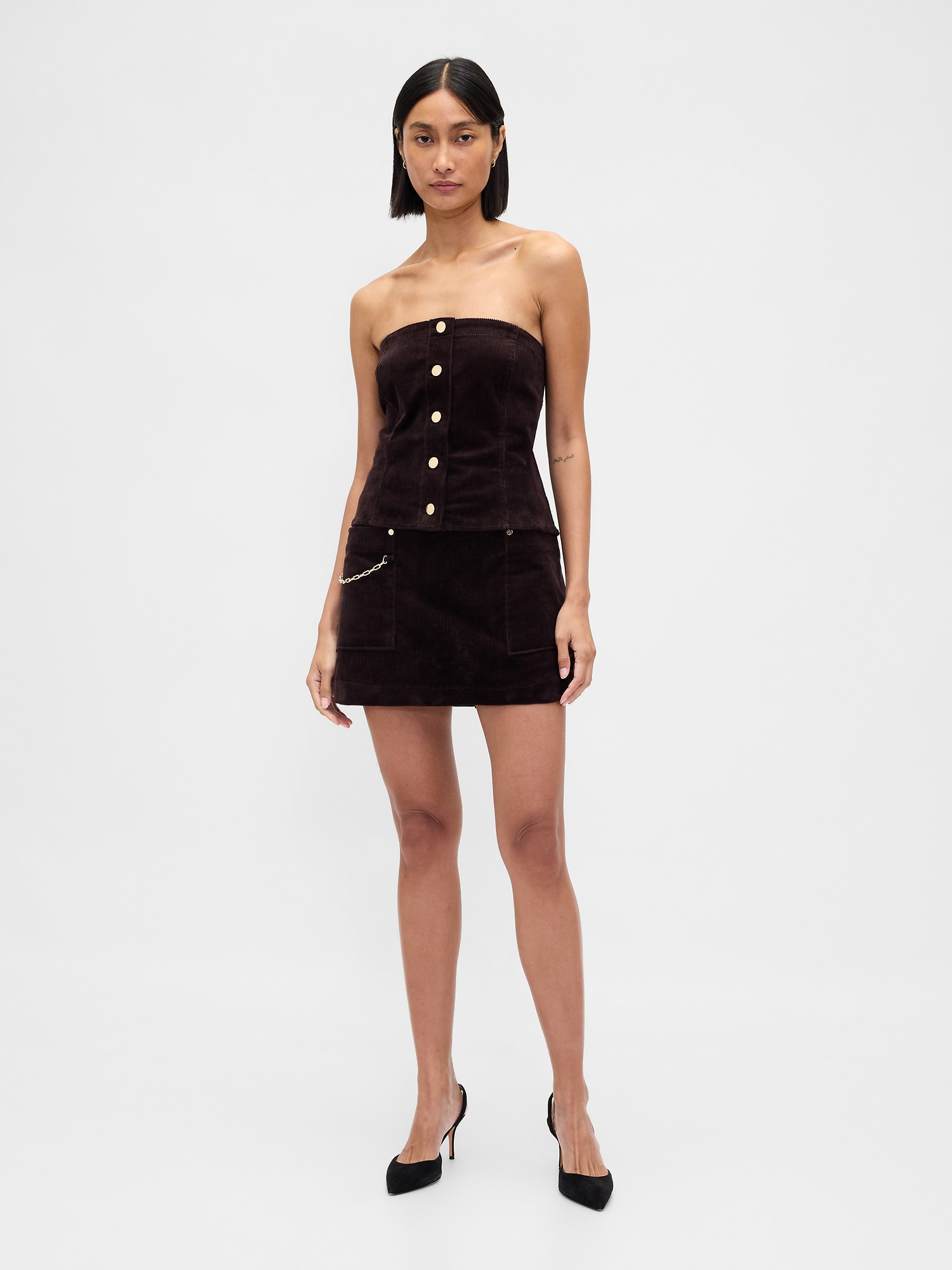 Gap Corduroy Chain Pocket Mini Skort In Brown
