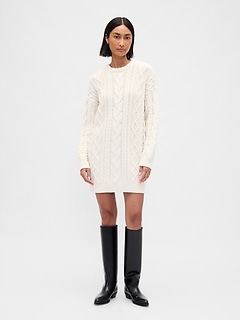 Cable-Knit Mini Sweater Dress