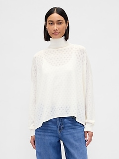 Oversized Pointelle Turtleneck
