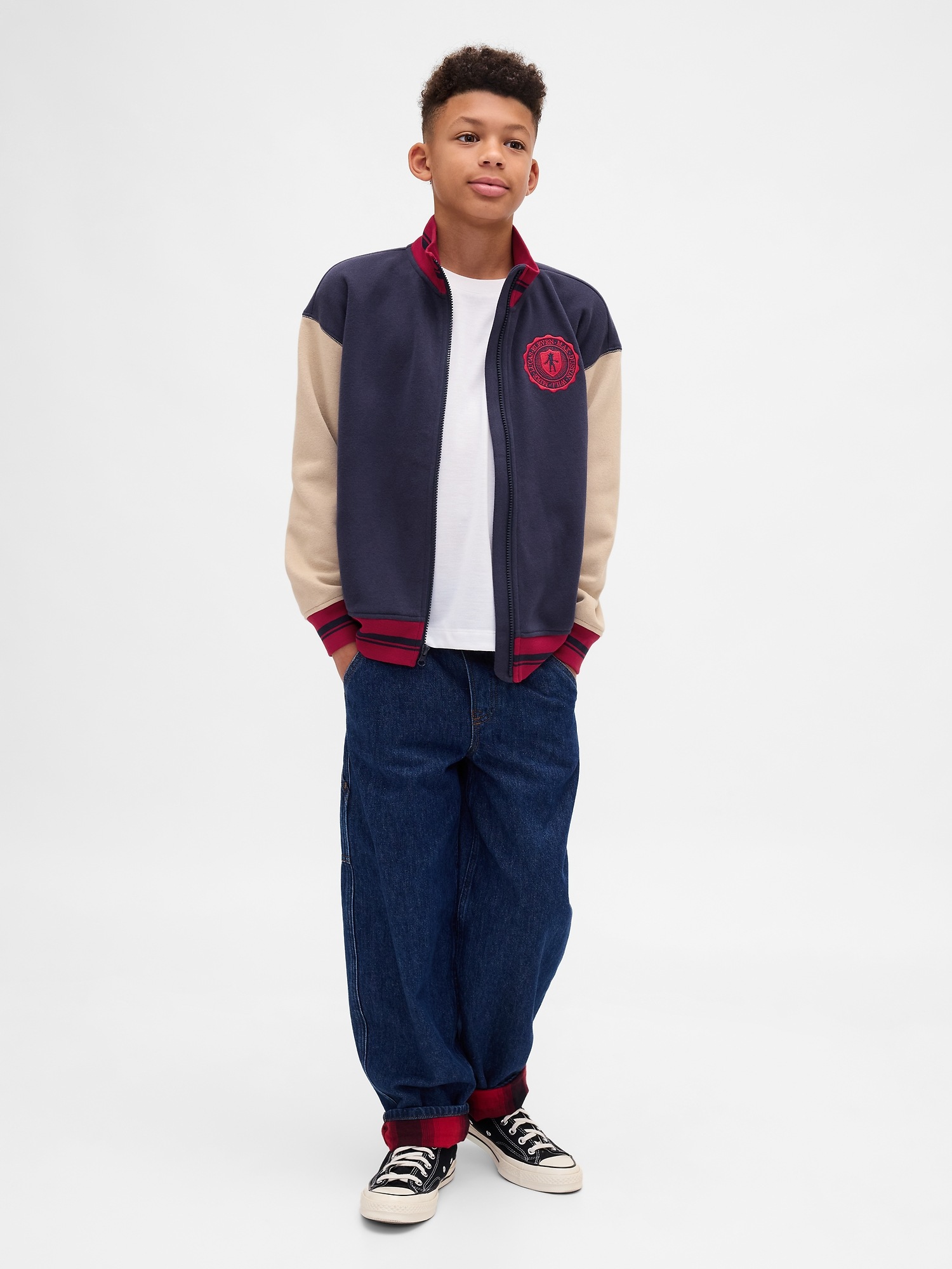 Детские толстовки Gap Stranger Things Kids VintageSoft Varsity, цвет: Тёмно-синий — фото 3
