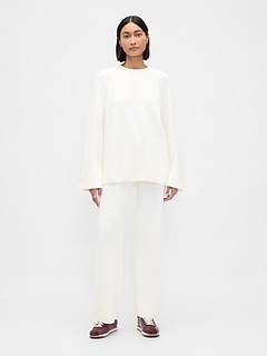 CashSoft Shaker-Stitch Sweater Pants