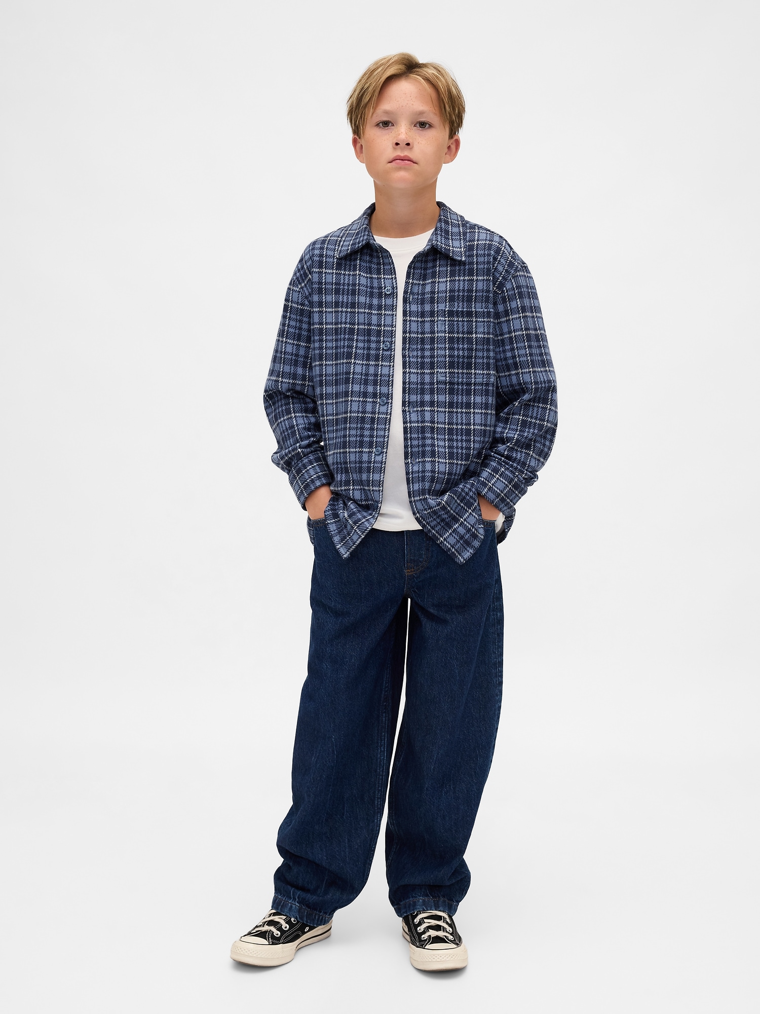 Kids Plaid Button-Front Shirt