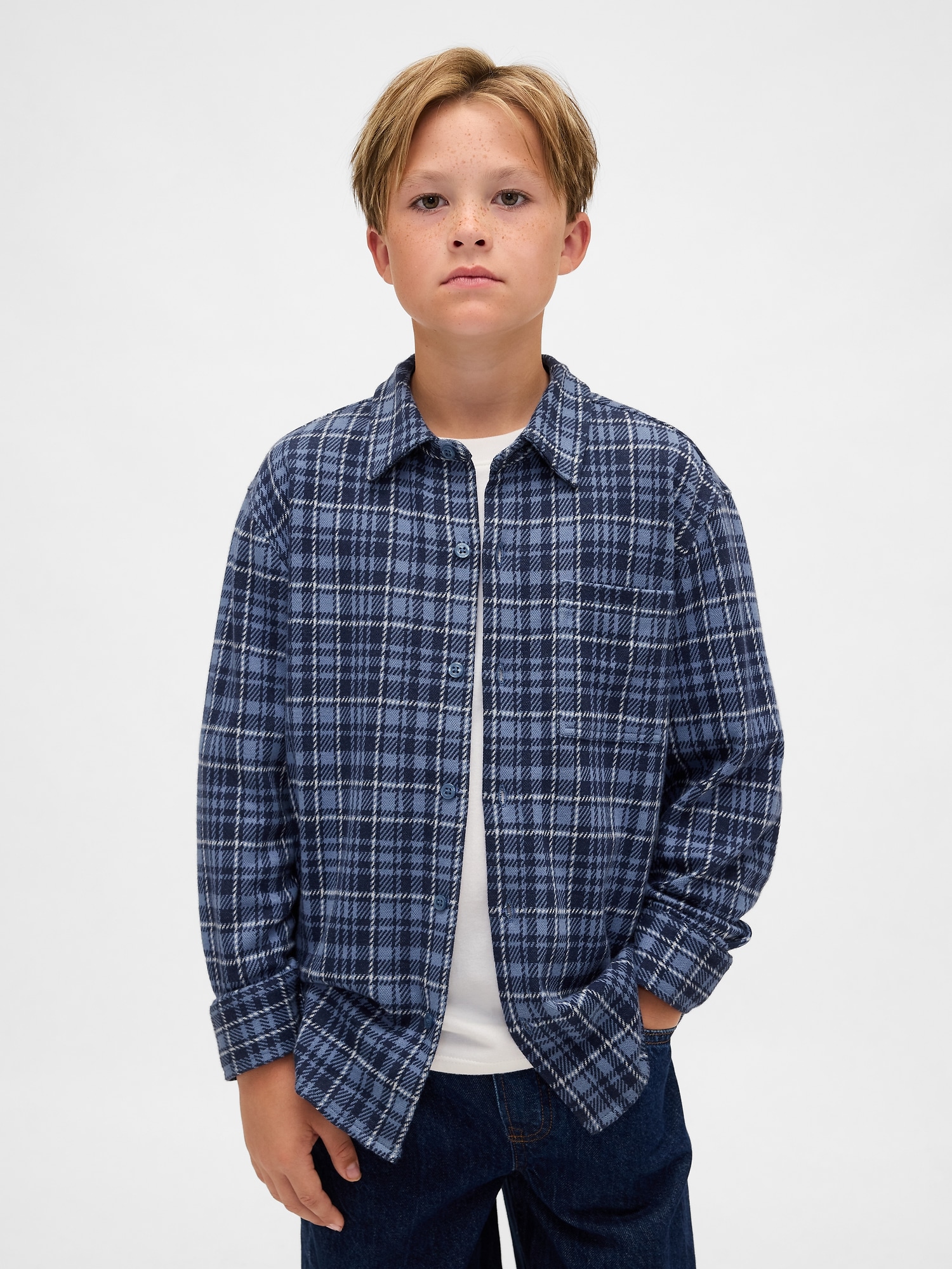 Kids Plaid Button-Front Shirt