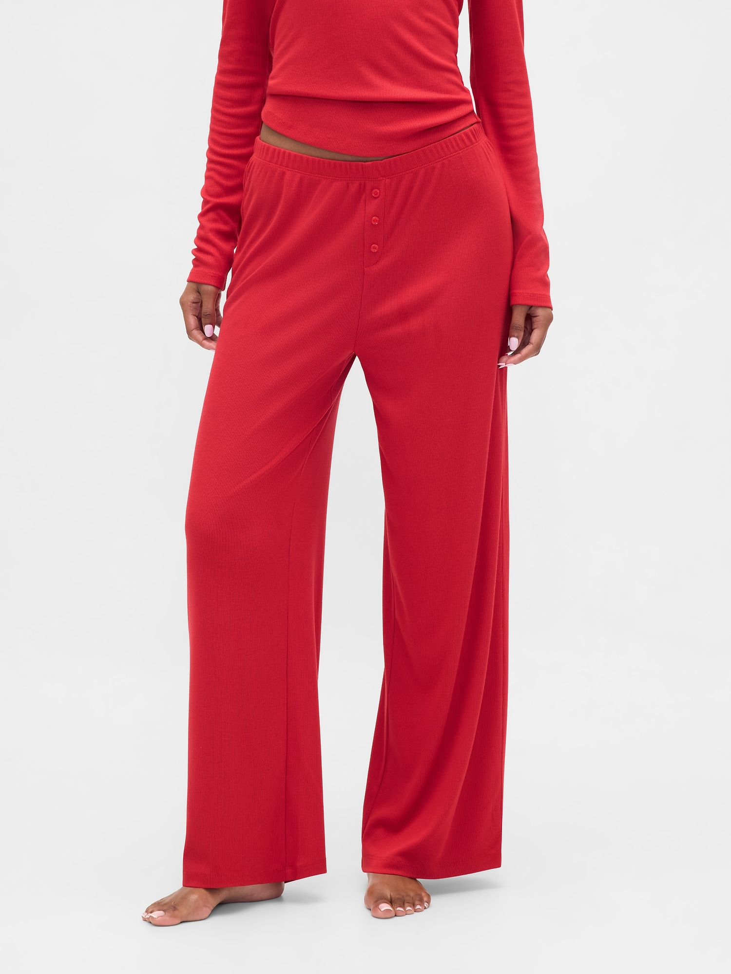 Mini Rib Wide-Leg PJ Pants