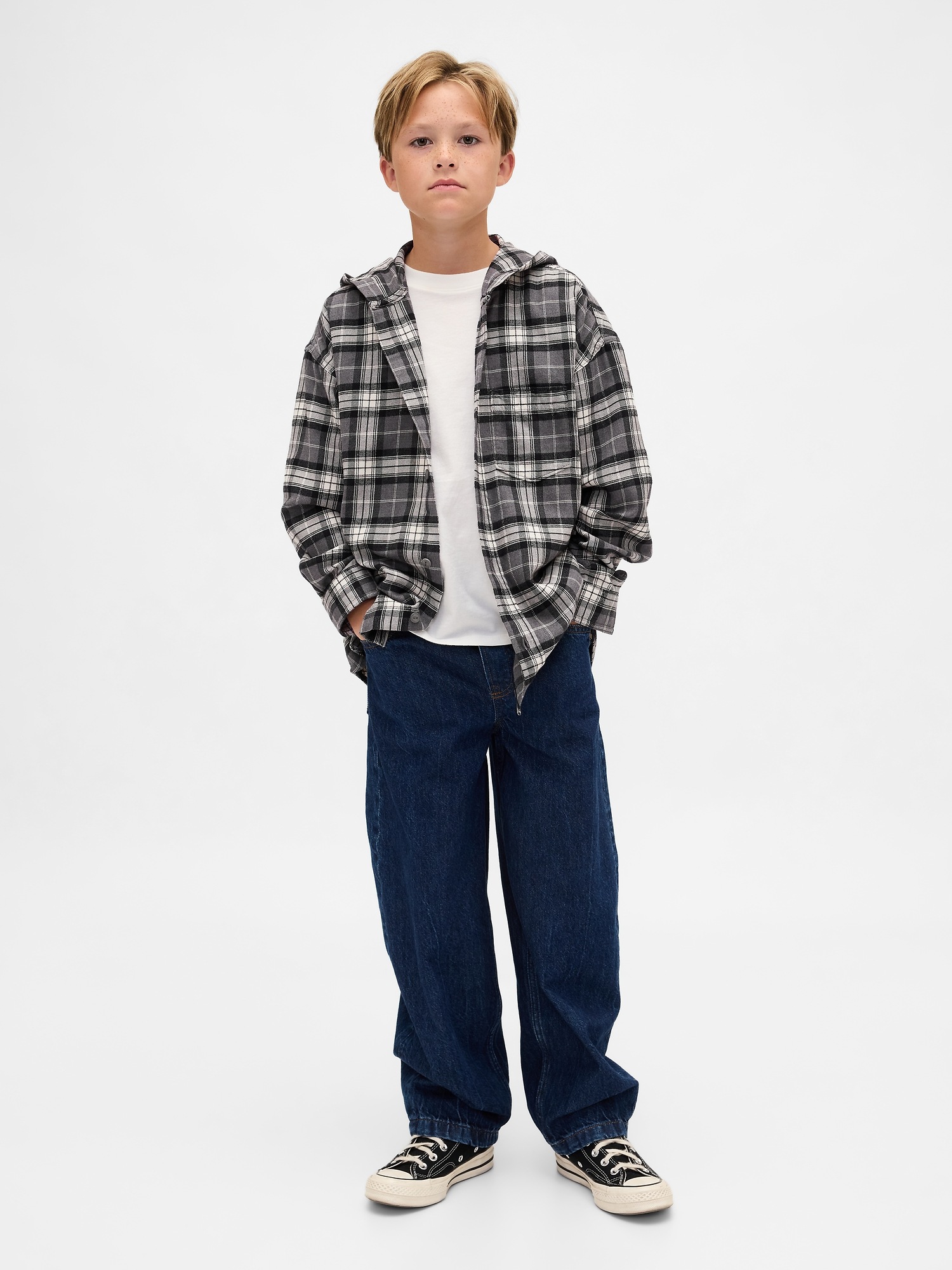 Детские рубашки Gap Kids Organic Cotton Hooded Flannel Shirt — фото 4