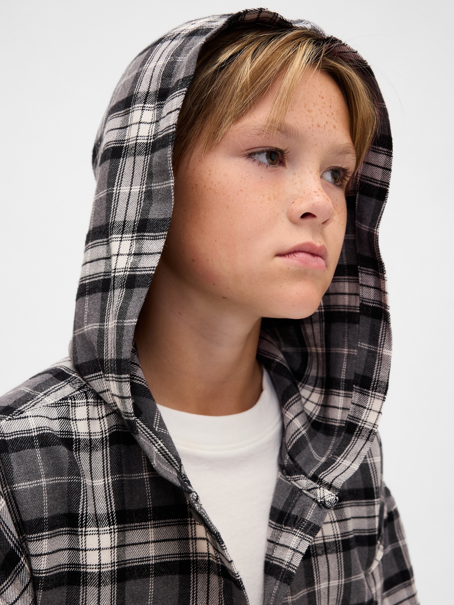 Детские рубашки Gap Kids Organic Cotton Hooded Flannel Shirt — фото 6