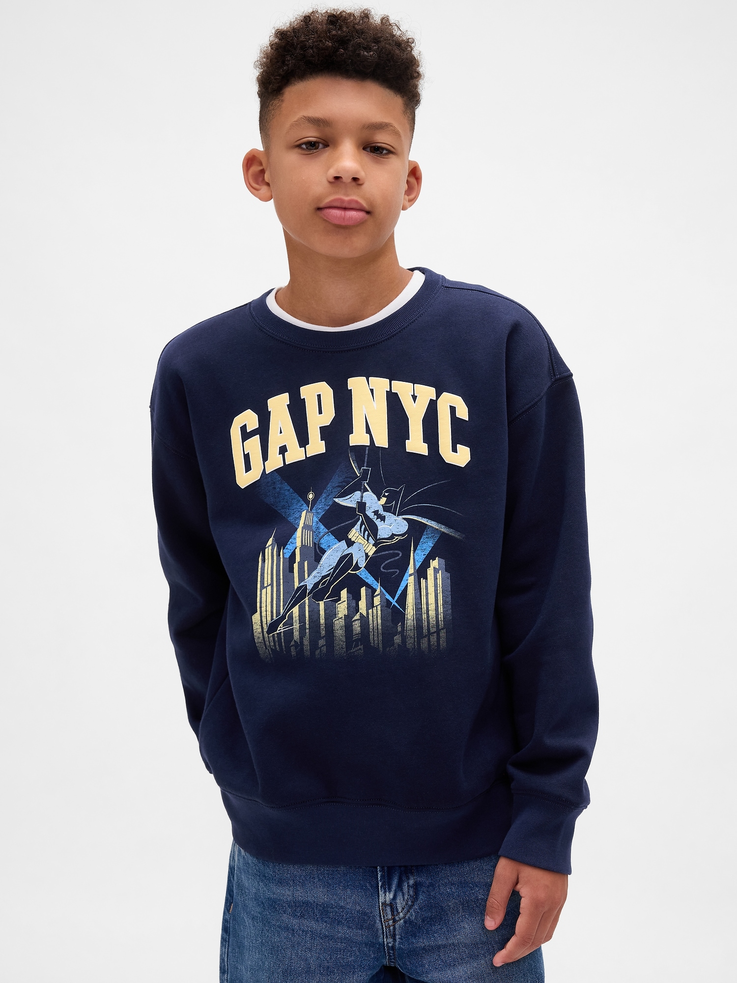 Kids VintageSoft Batman Graphic Logo Sweatshirt - Tapestry Navy