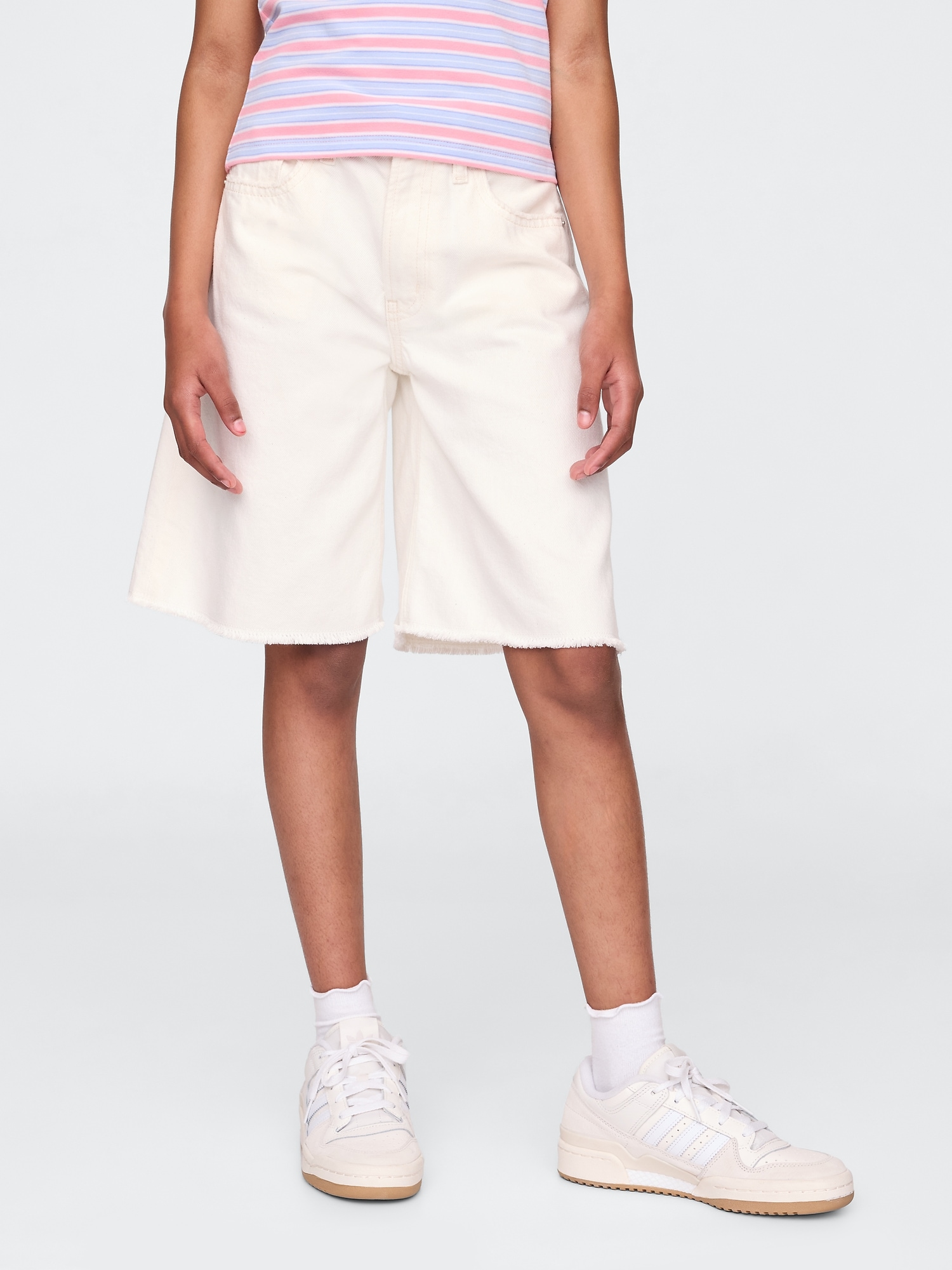 Kids Mid Rise Longline Denim Shorts