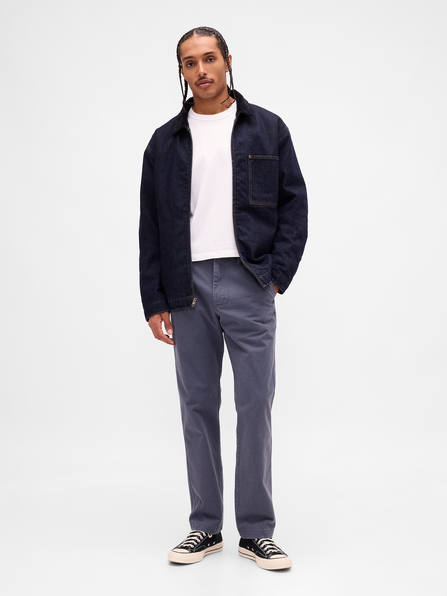 Heavyweight Twill Relaxed Straight Khakis - Deep Sailor Blue