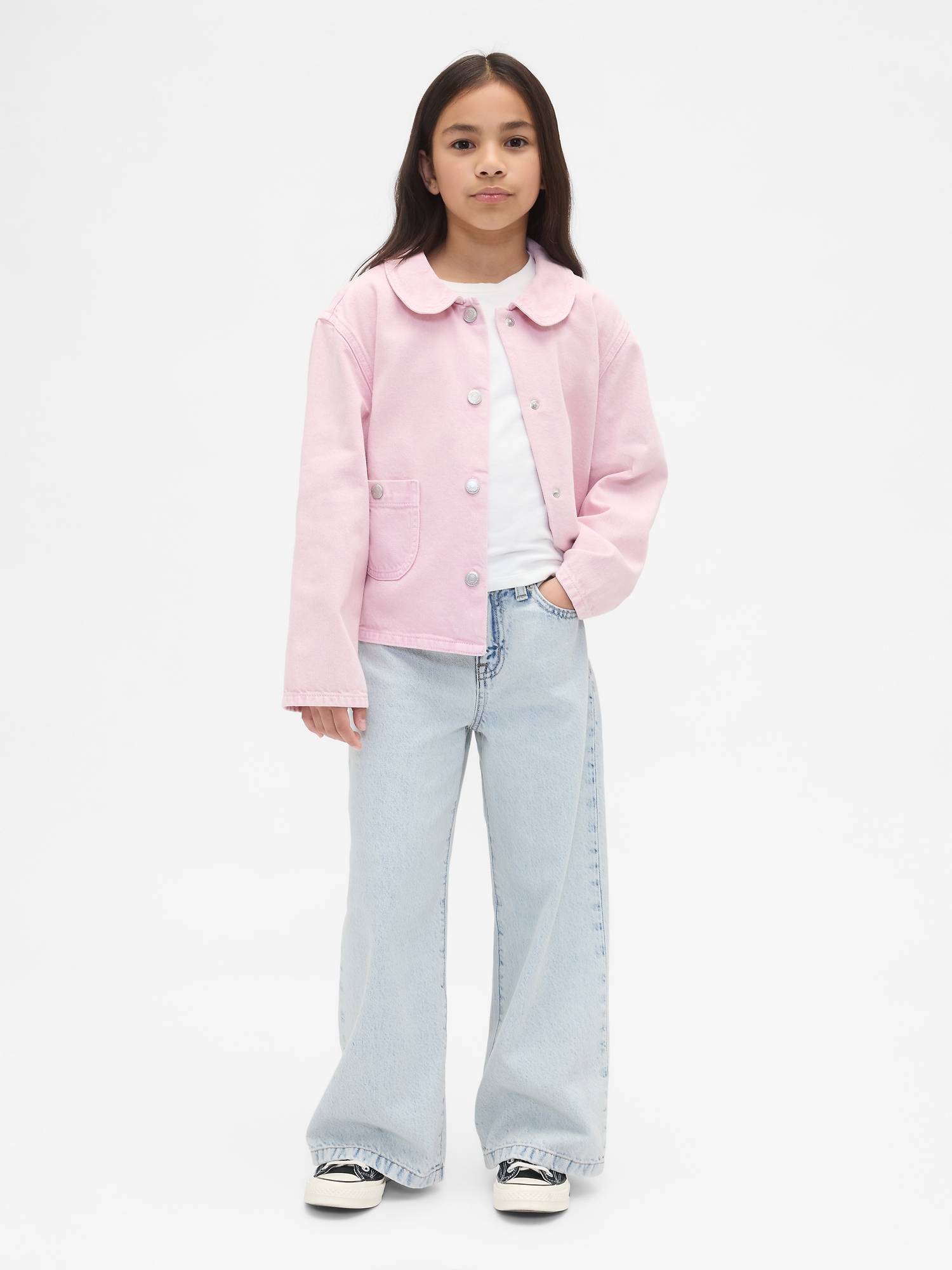Kids High Rise Stride Wide-Leg Ankle Jeans