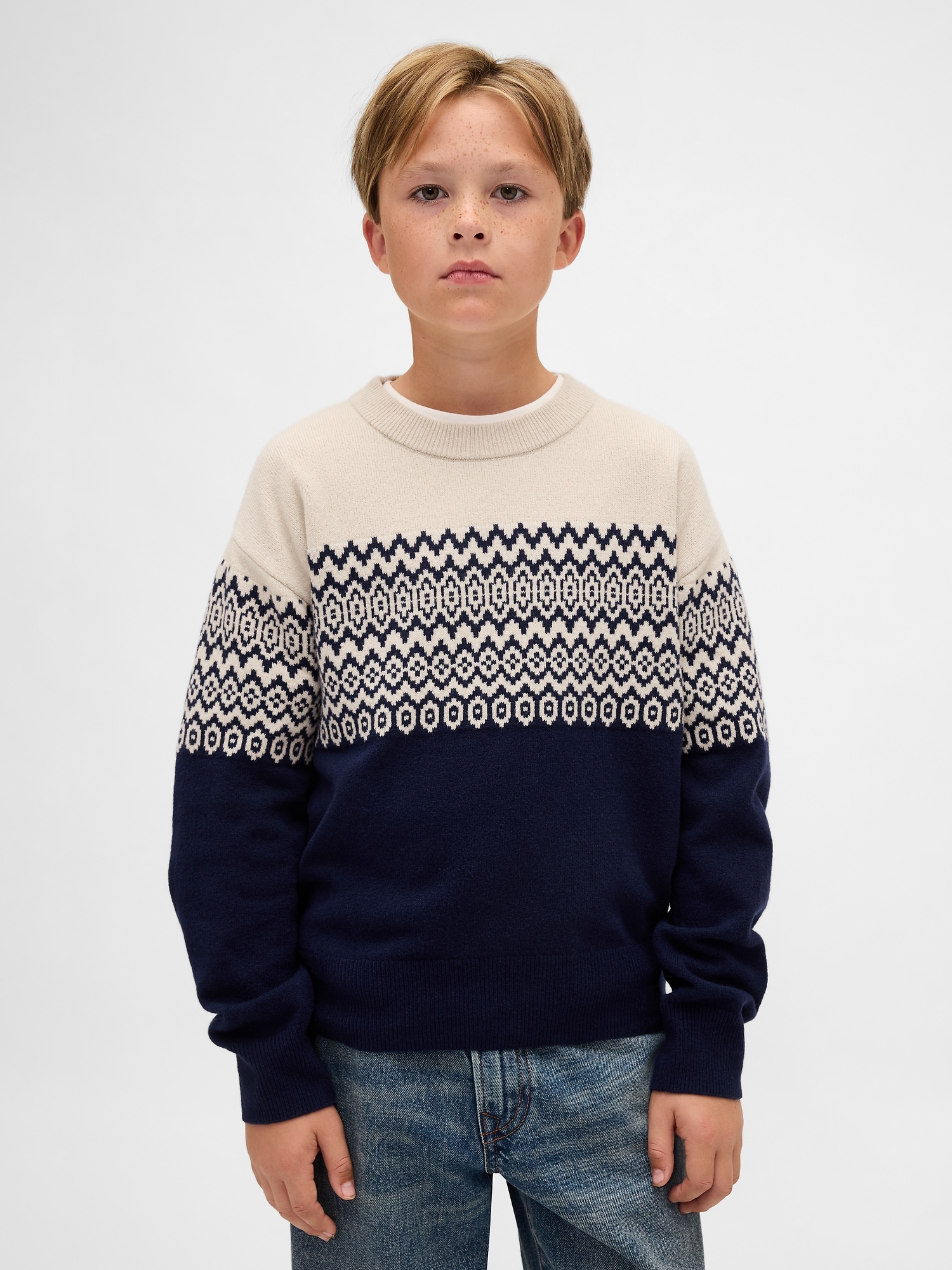 Kids CashSoft Relaxed Crewneck Sweater - Navy Uniform
