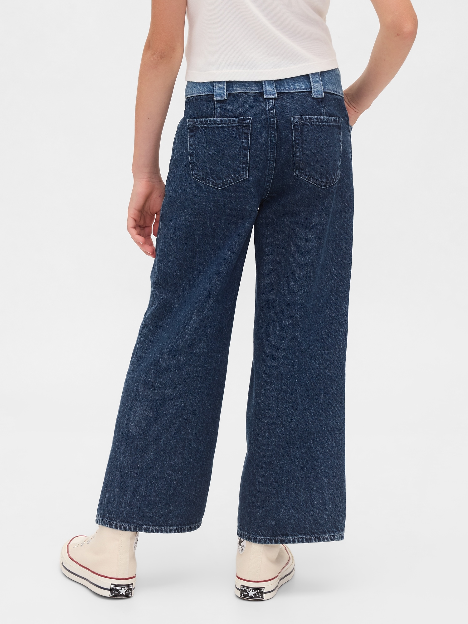 Kids High Rise Stride Wide-Leg Ankle Jeans