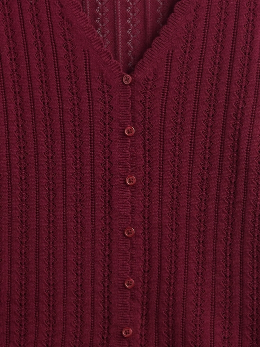Image number 4 showing, 100% Cotton Pointelle Cardigan