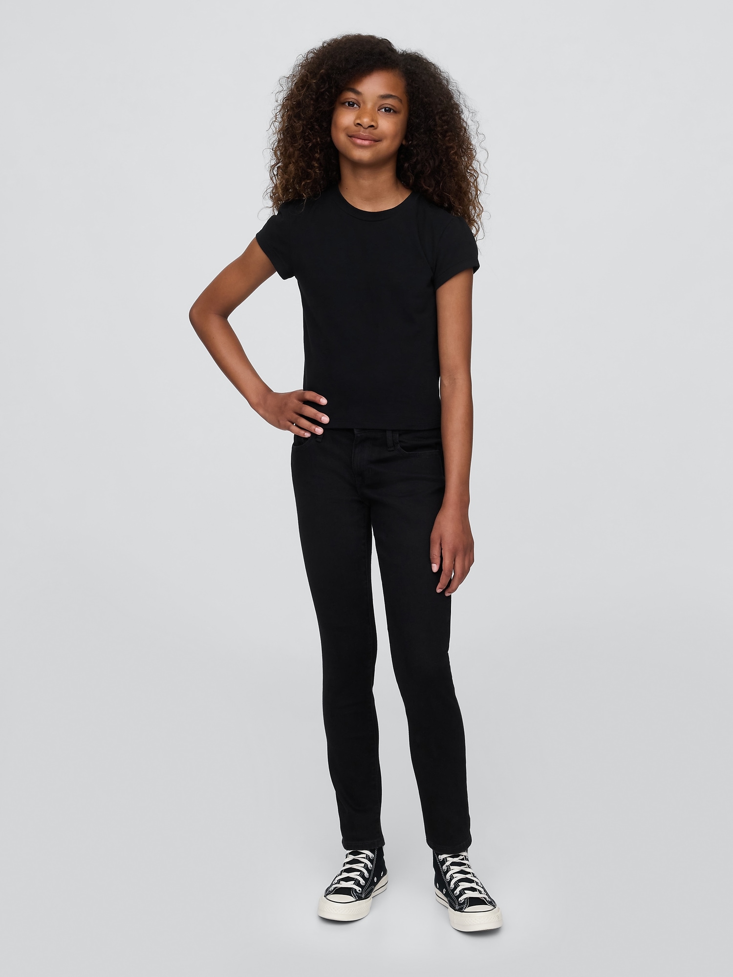 Kids Mid Rise Skinny Jeans - Black Wash