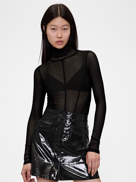 Image number 1 showing, GapStudio Sheer Mesh Turtleneck