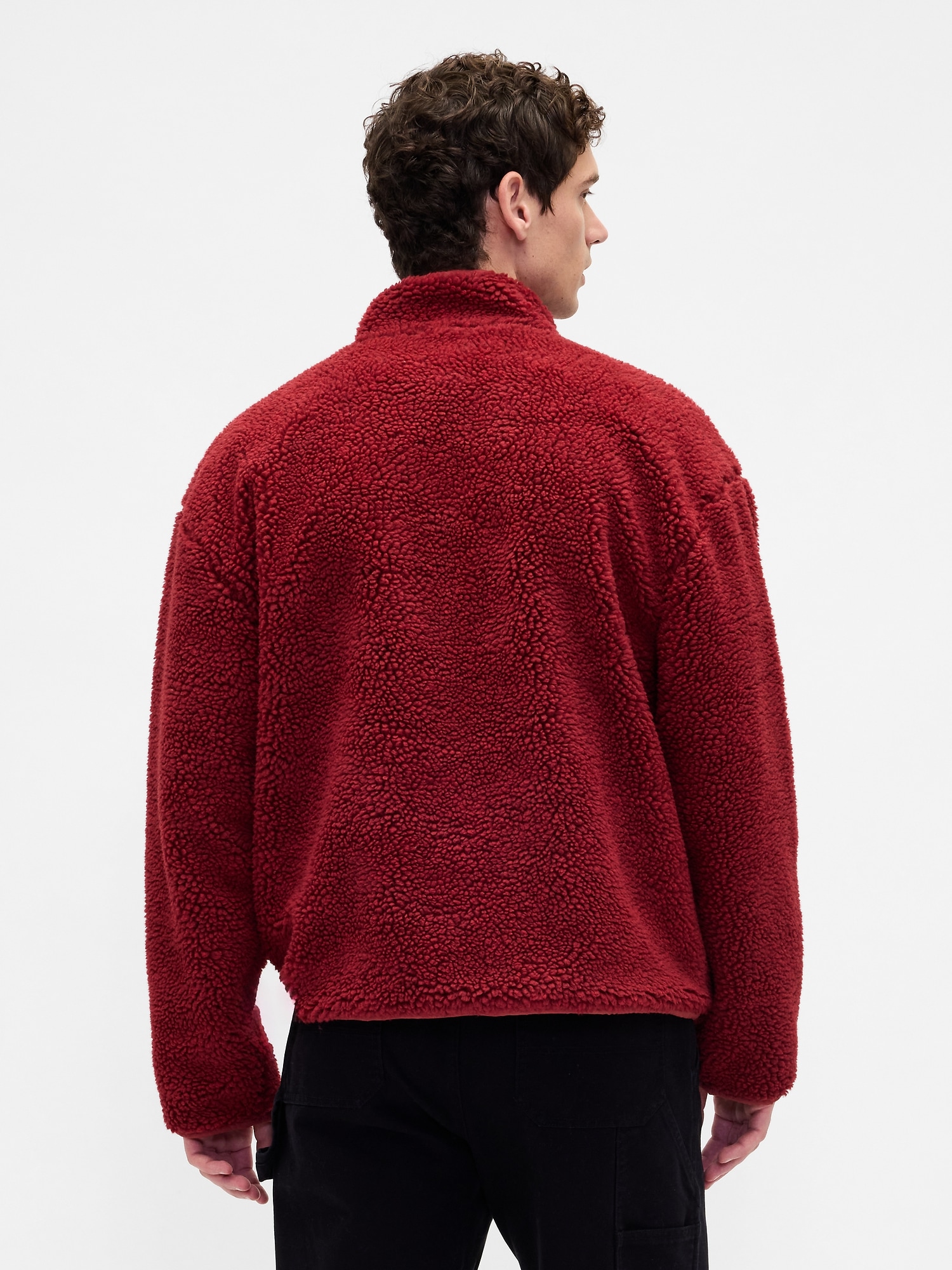 Recycled Sherpa Oversized Logo Zip Jacket