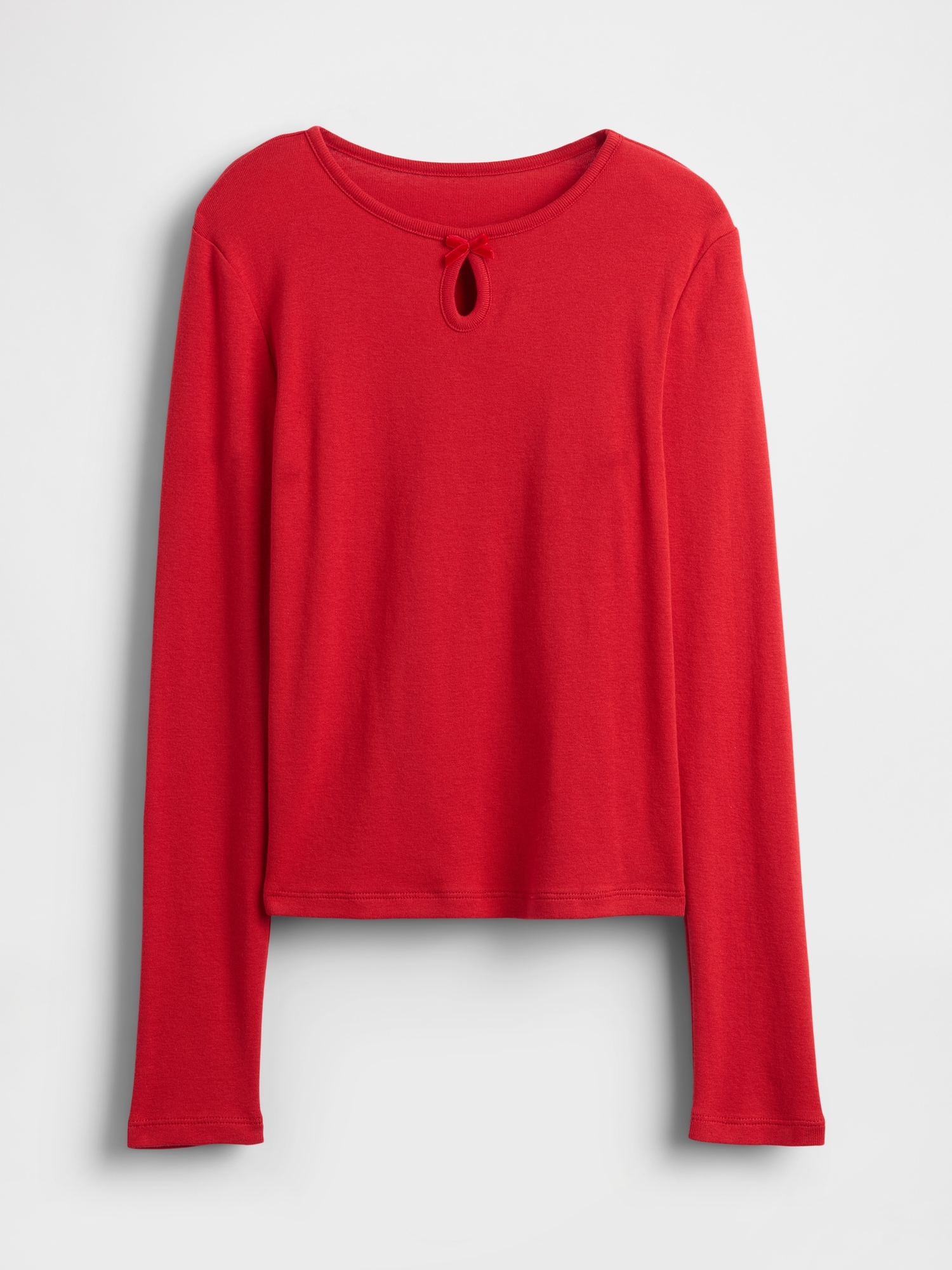 Kids Keyhole Bow Fitted T-Shirt - Modern Red