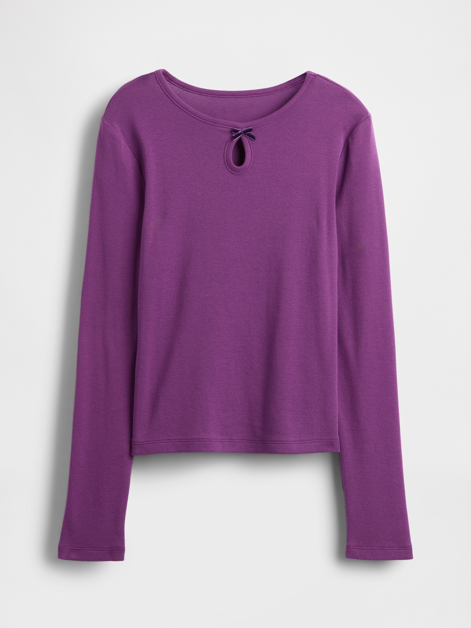 Kids Keyhole Bow Fitted T-Shirt - Fuchsia Shock