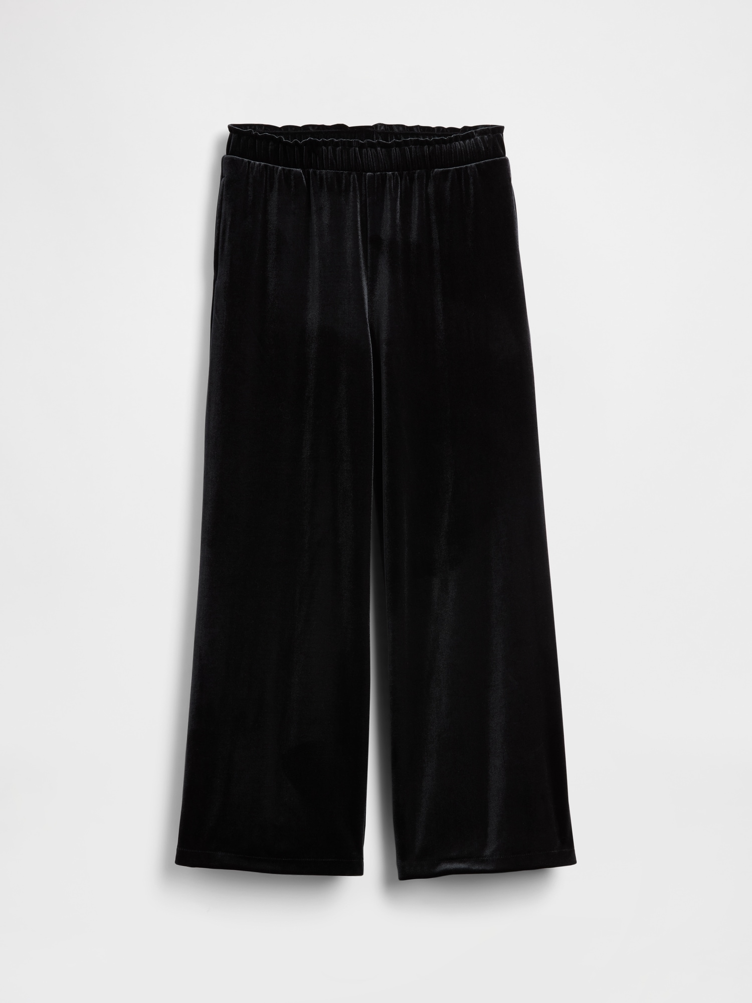 Kids Velvet Wide-Leg Pants - Black