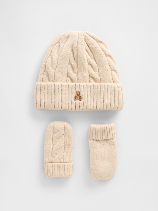 Image number 3 showing, Baby & Toddler CashSoft Cable-Knit Beanie & Mittens Set
