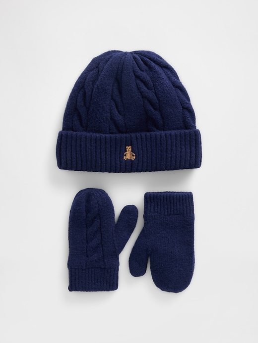Image number 3 showing, Baby & Toddler CashSoft Cable-Knit Beanie & Mittens Set