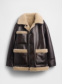 Image number 6 showing, Gap × Sandy Liang Reversible Vegan Leather Sherpa Jacket