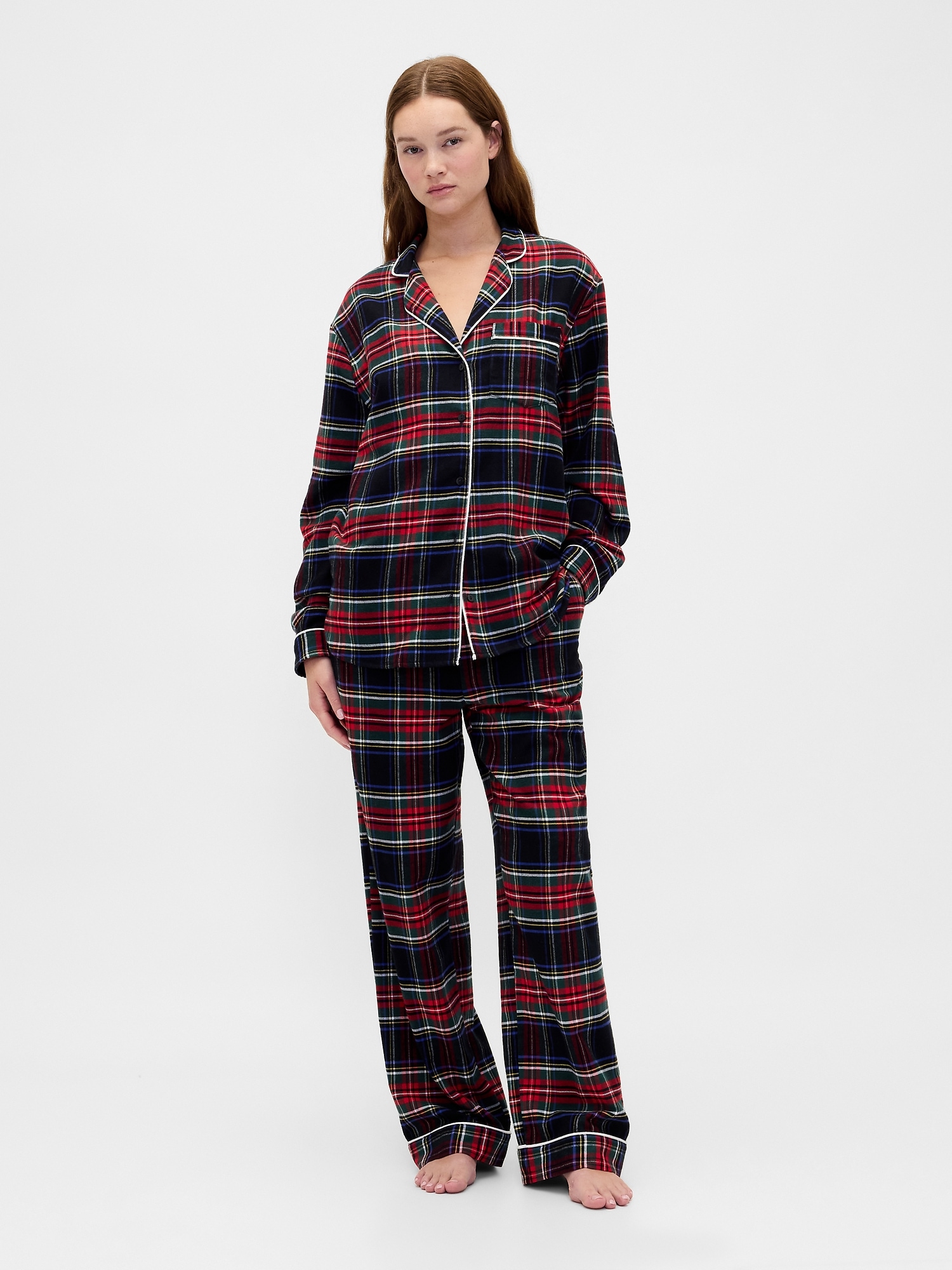 Adult Softest Flannel PJ Set - Black Tartan Plaid