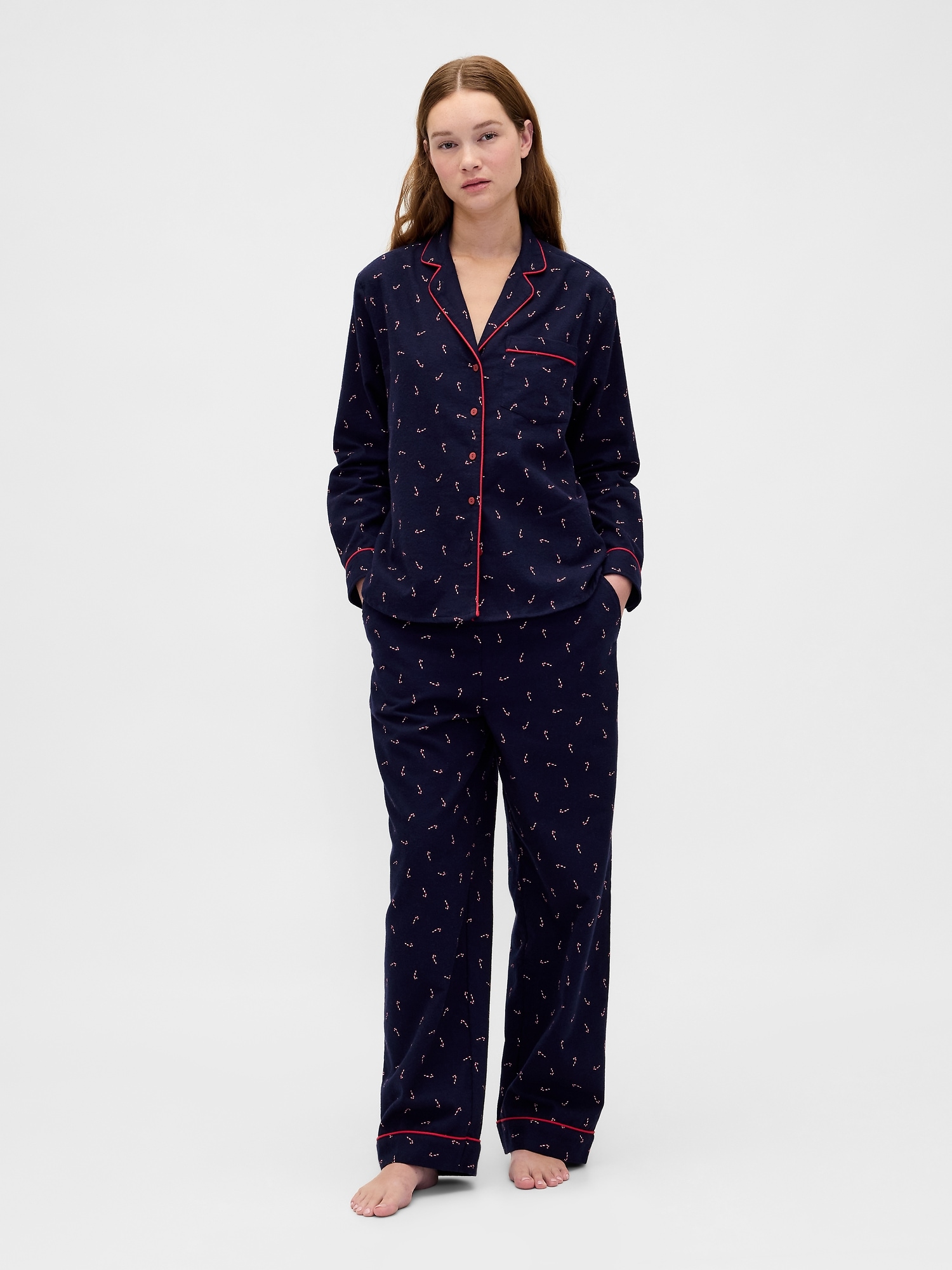 Adult Softest Flannel PJ Set - Candy Cane Print