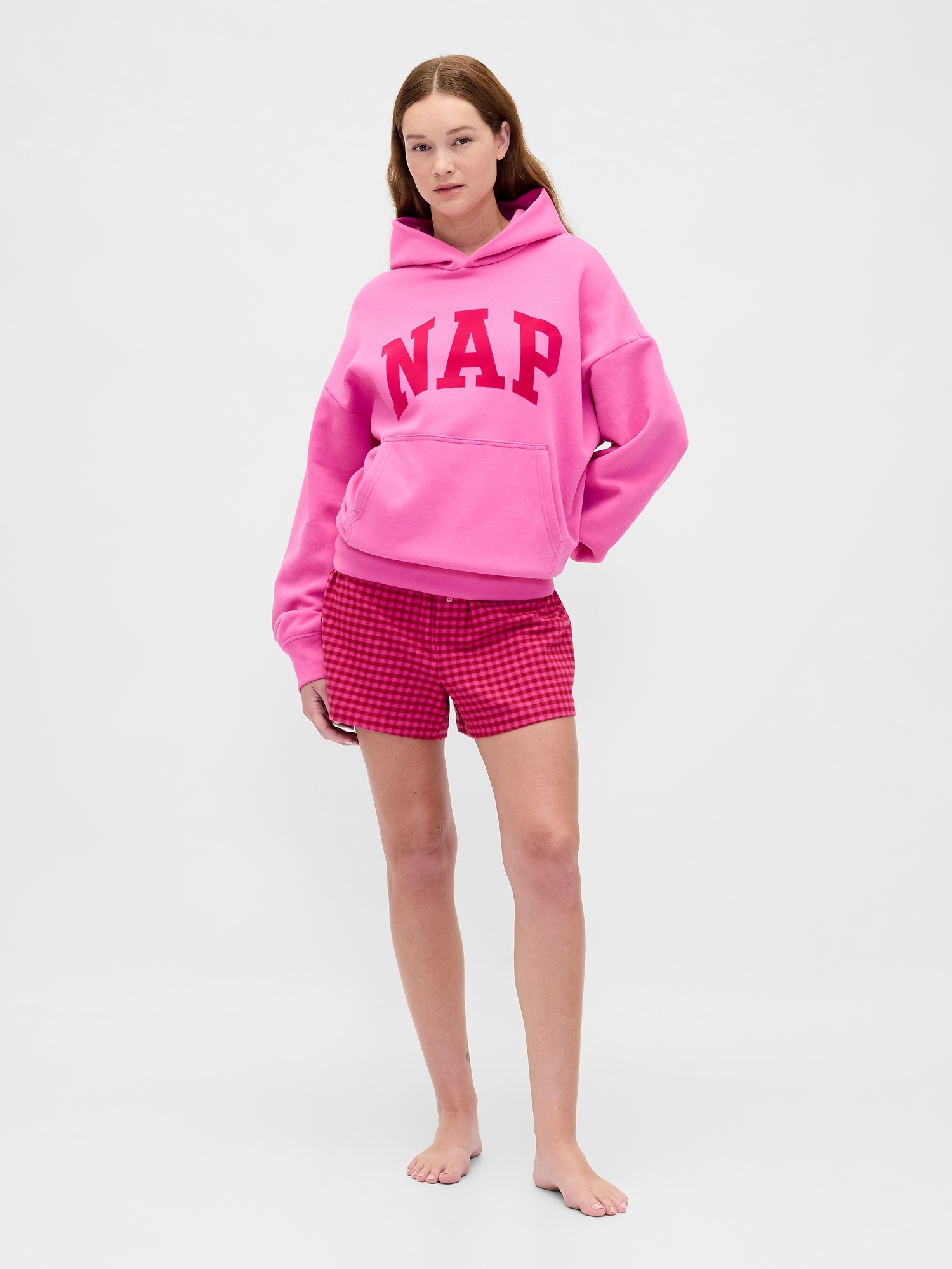 Logo Flannel Boxer Shorts - Pink Gingham