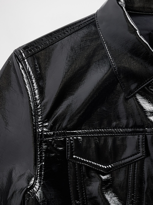 Image number 6 showing, GapStudio Vegan Patent Leather Crop Jacket