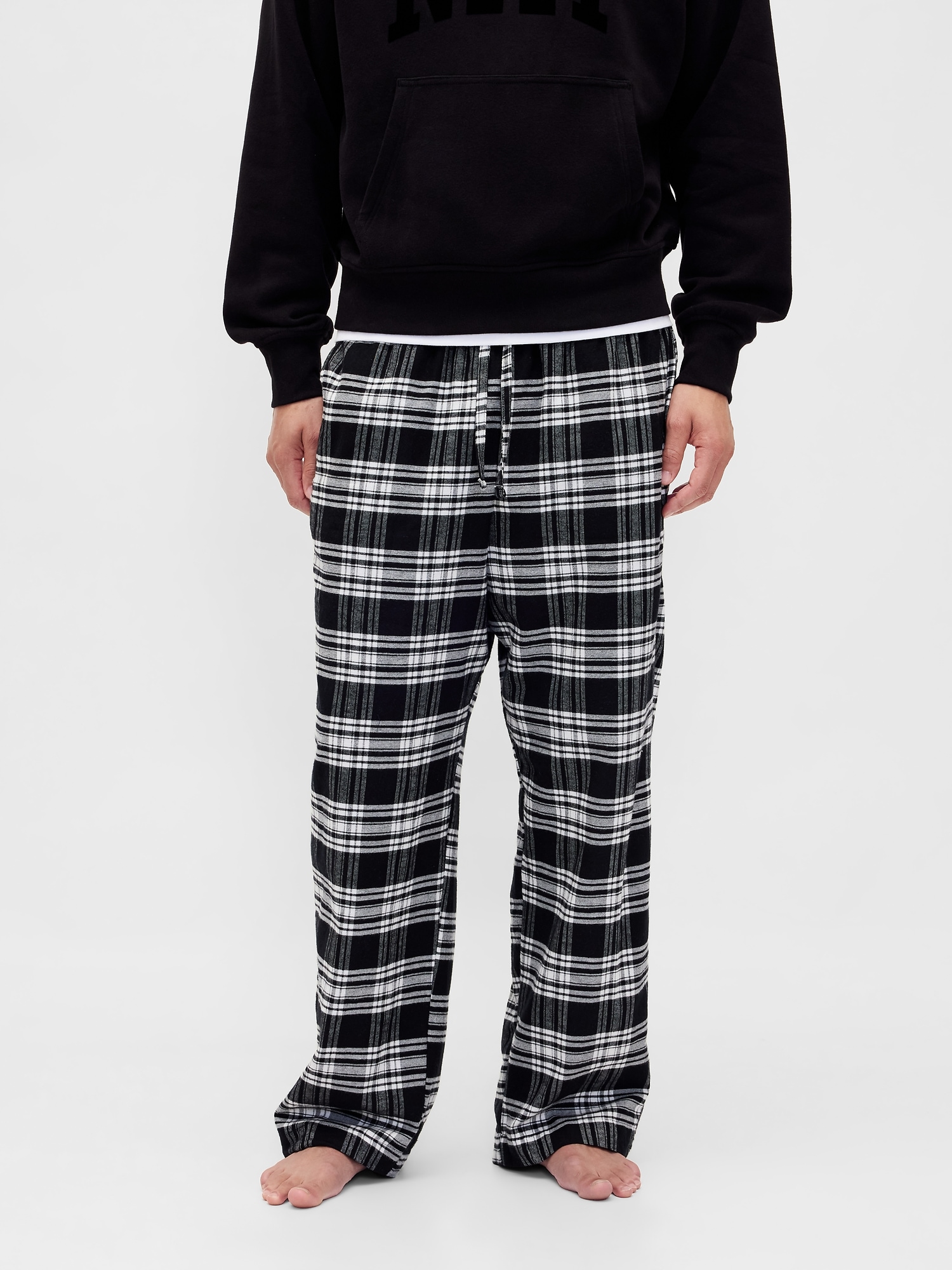Adult Softest Flannel PJ Pants - Black & White Plaid