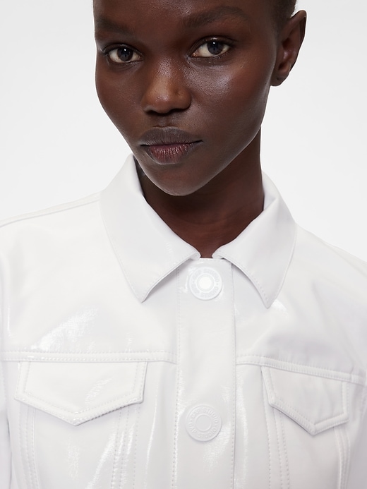 Image number 4 showing, GapStudio Vegan Patent Leather Crop Jacket