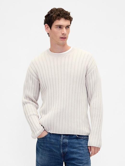 Image number 1 showing, Wide Rib Slim Crewneck Sweater