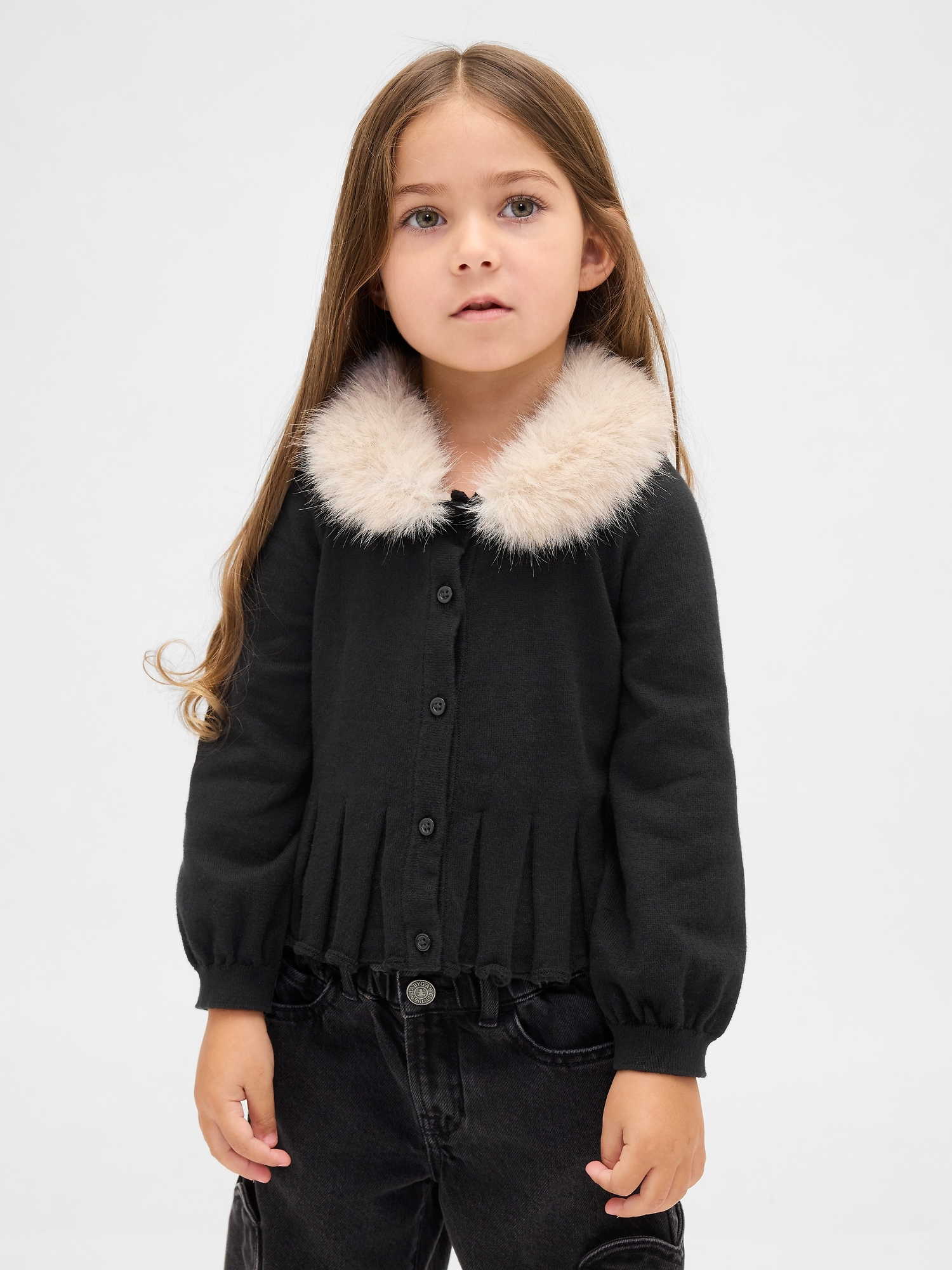 Baby & Toddler Faux Fur Collar Cardigan