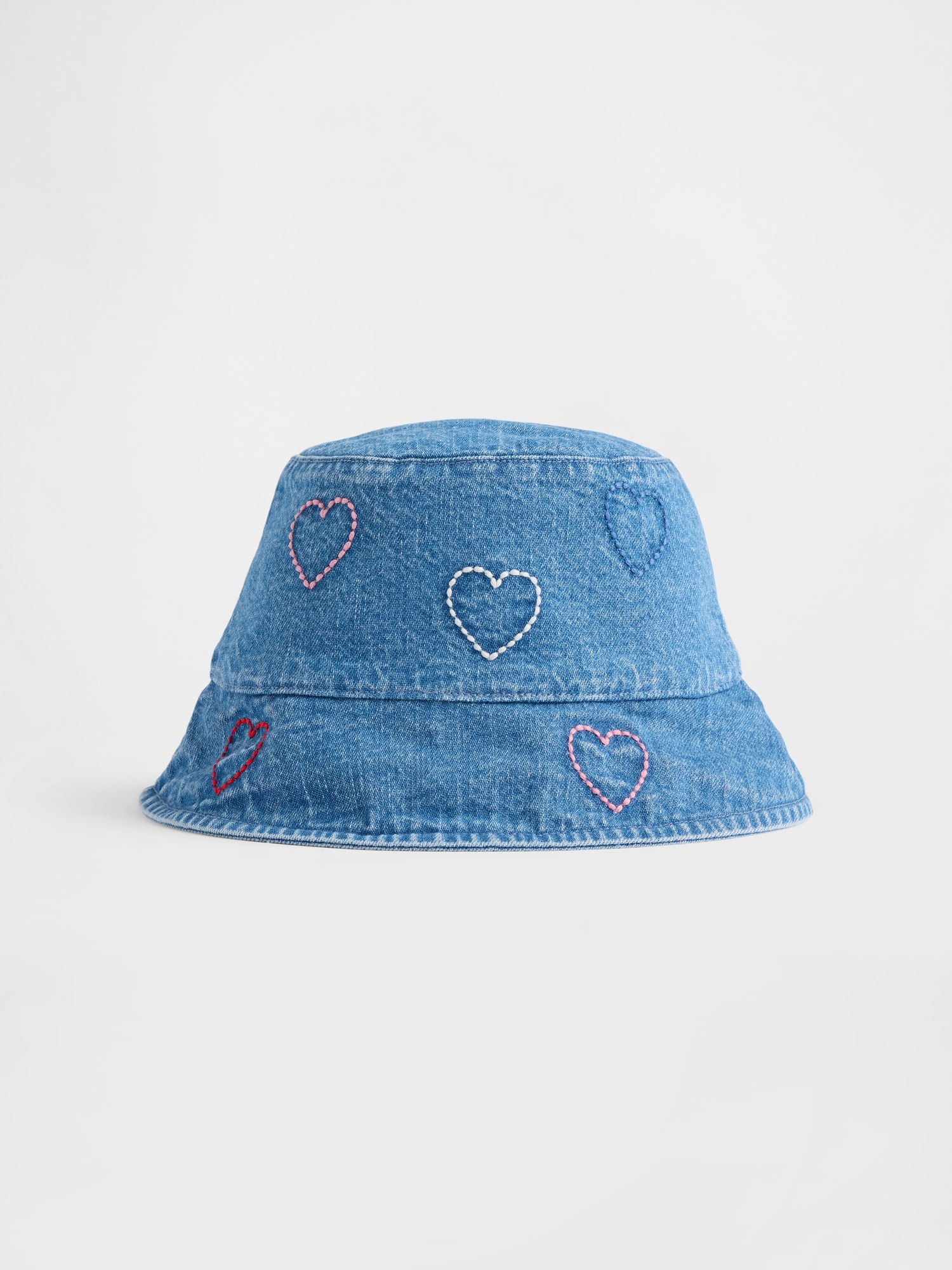 Baby Denim Embroidered Heart Bucket Hat