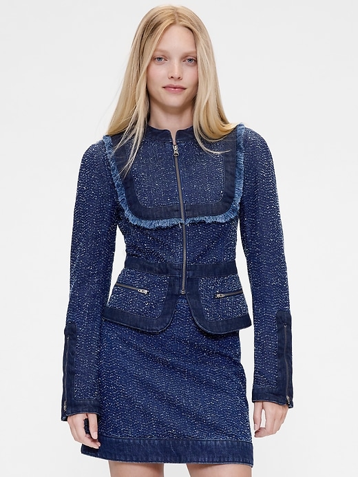 Image number 1 showing, GapStudio Denim Tweed Fringe Jacket