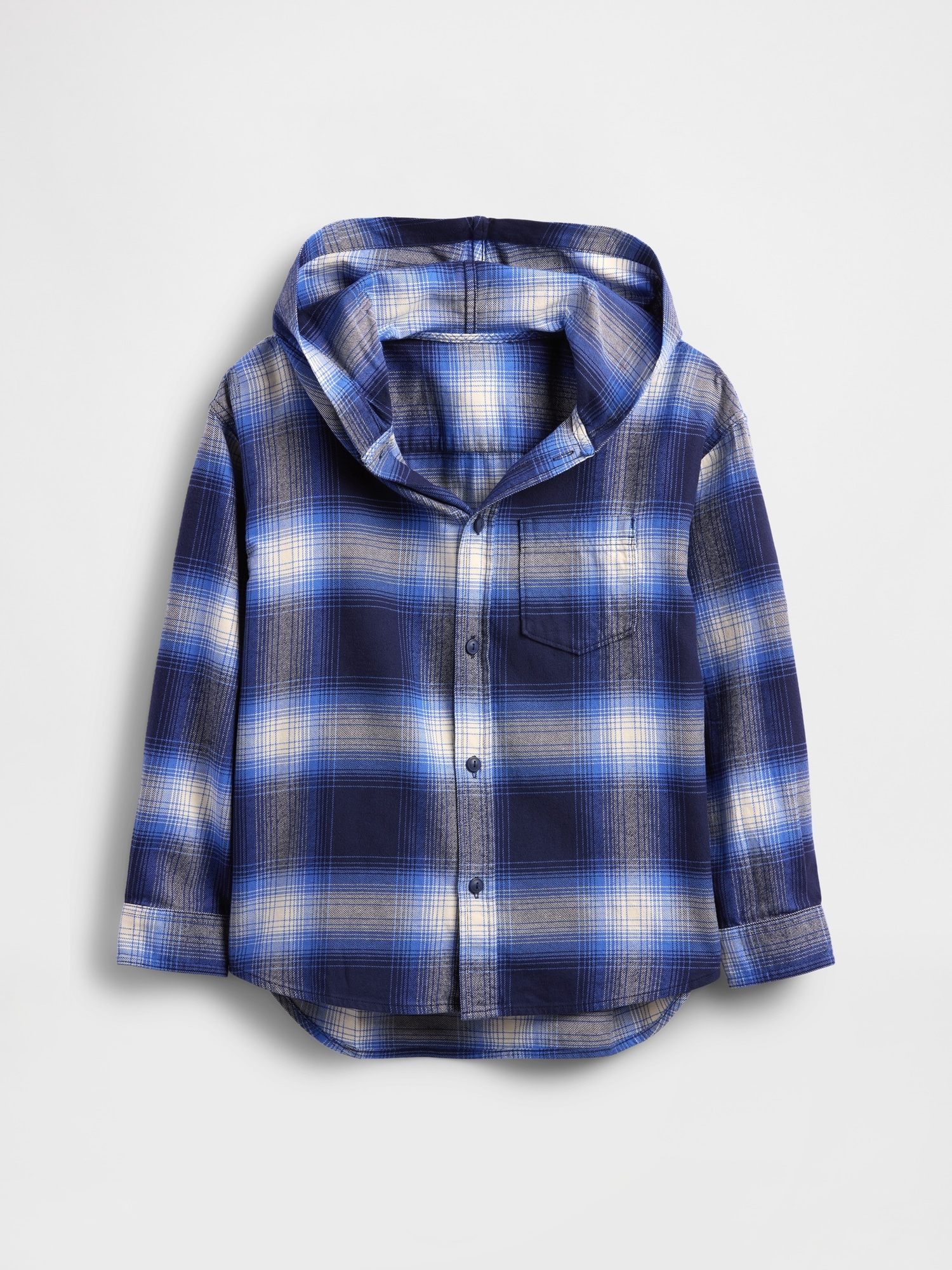 Kids Organic Cotton Hooded Flannel Shirt
