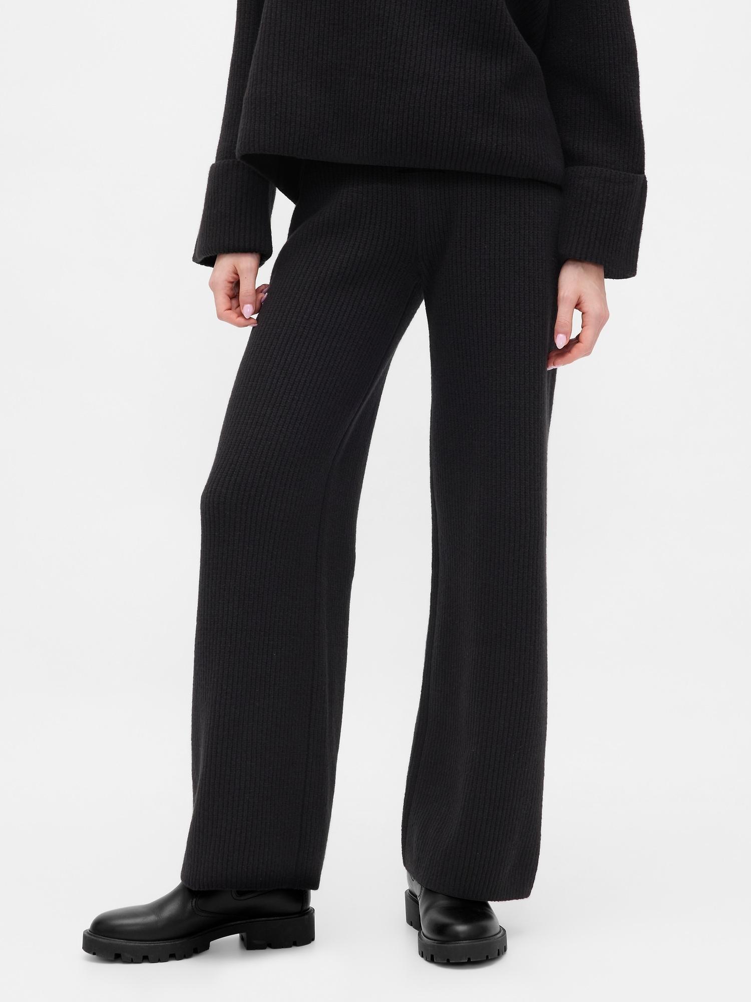 CashSoft Shaker-Stitch Sweater Pants