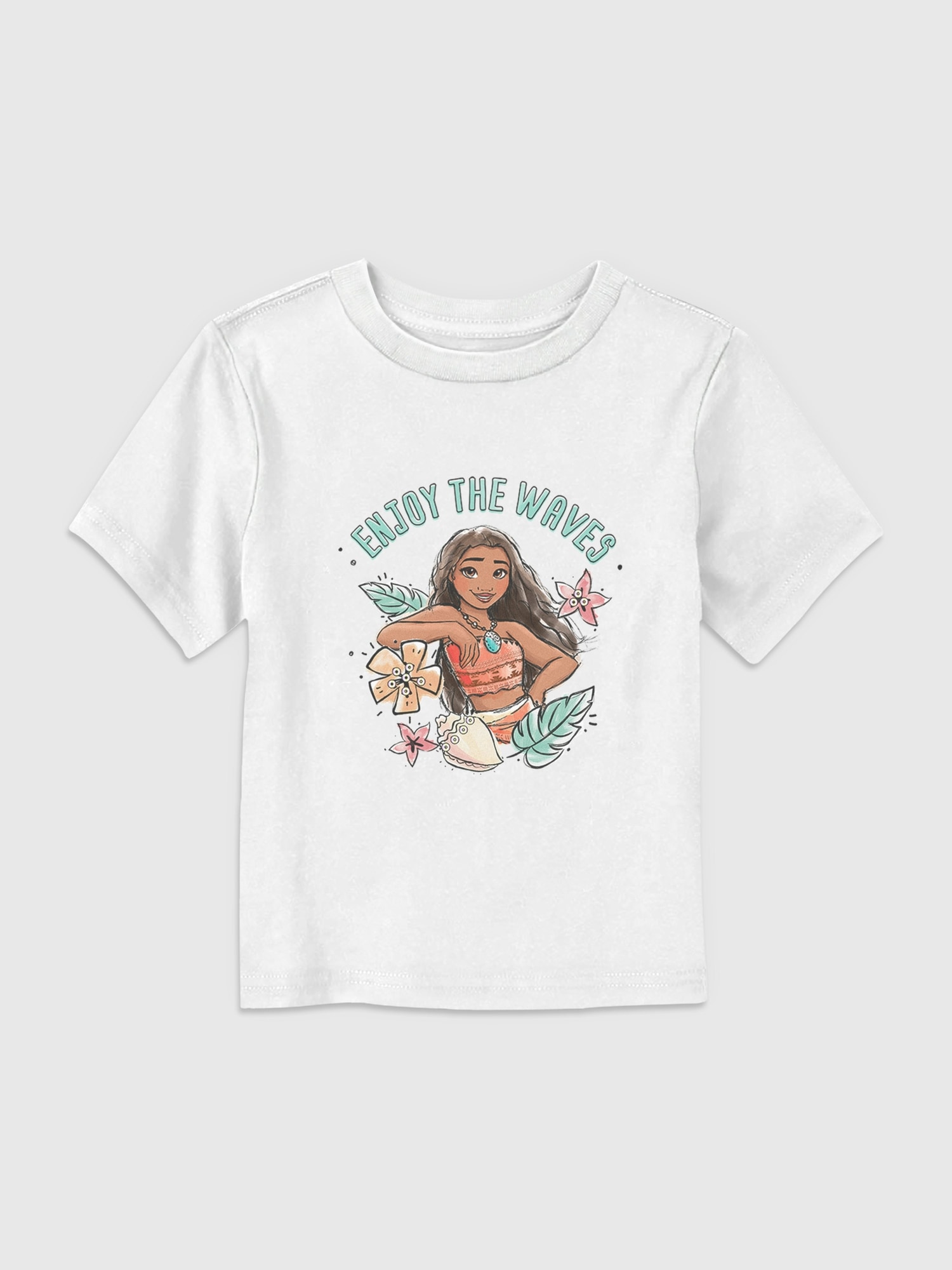 Toddler Moana Waves Graphic T-Shirt - White