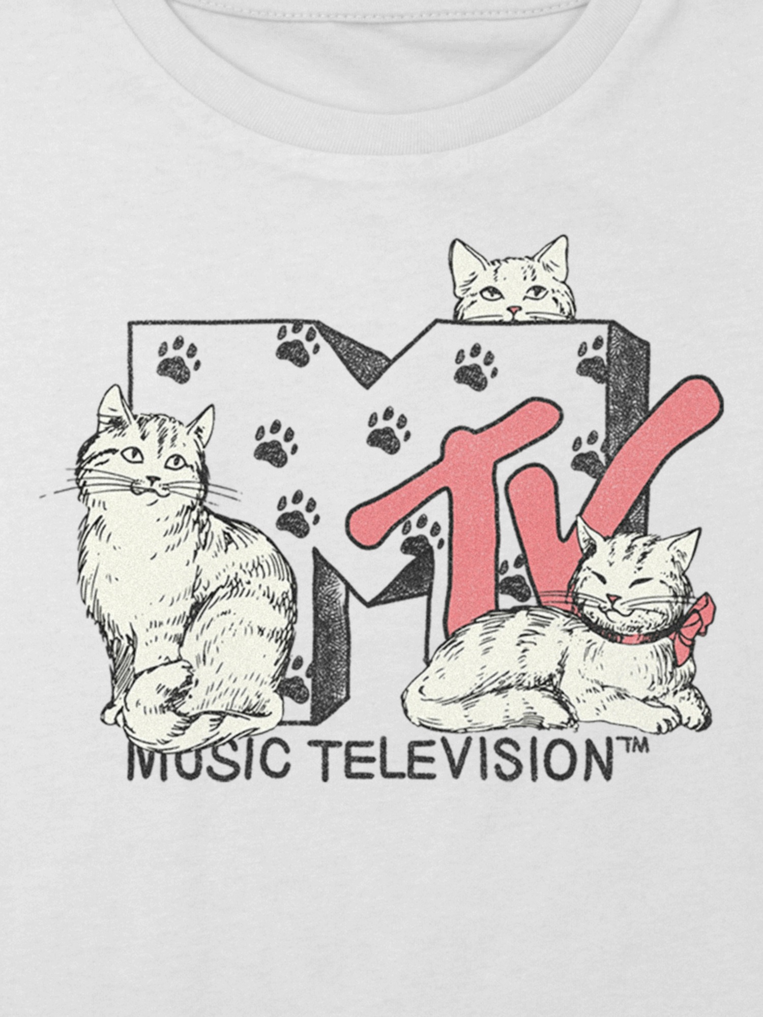 Детская футболка Gap MTV Cats Graphic Boxy Crop Tee, цвет: Белый — фото 2