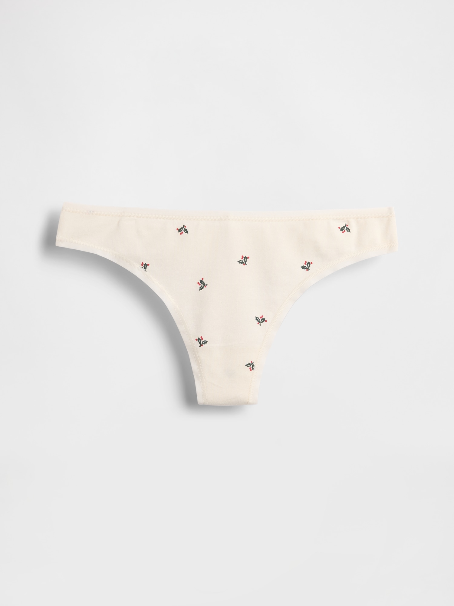 Organic Stretch Cotton Thong - Holly Green Leaf