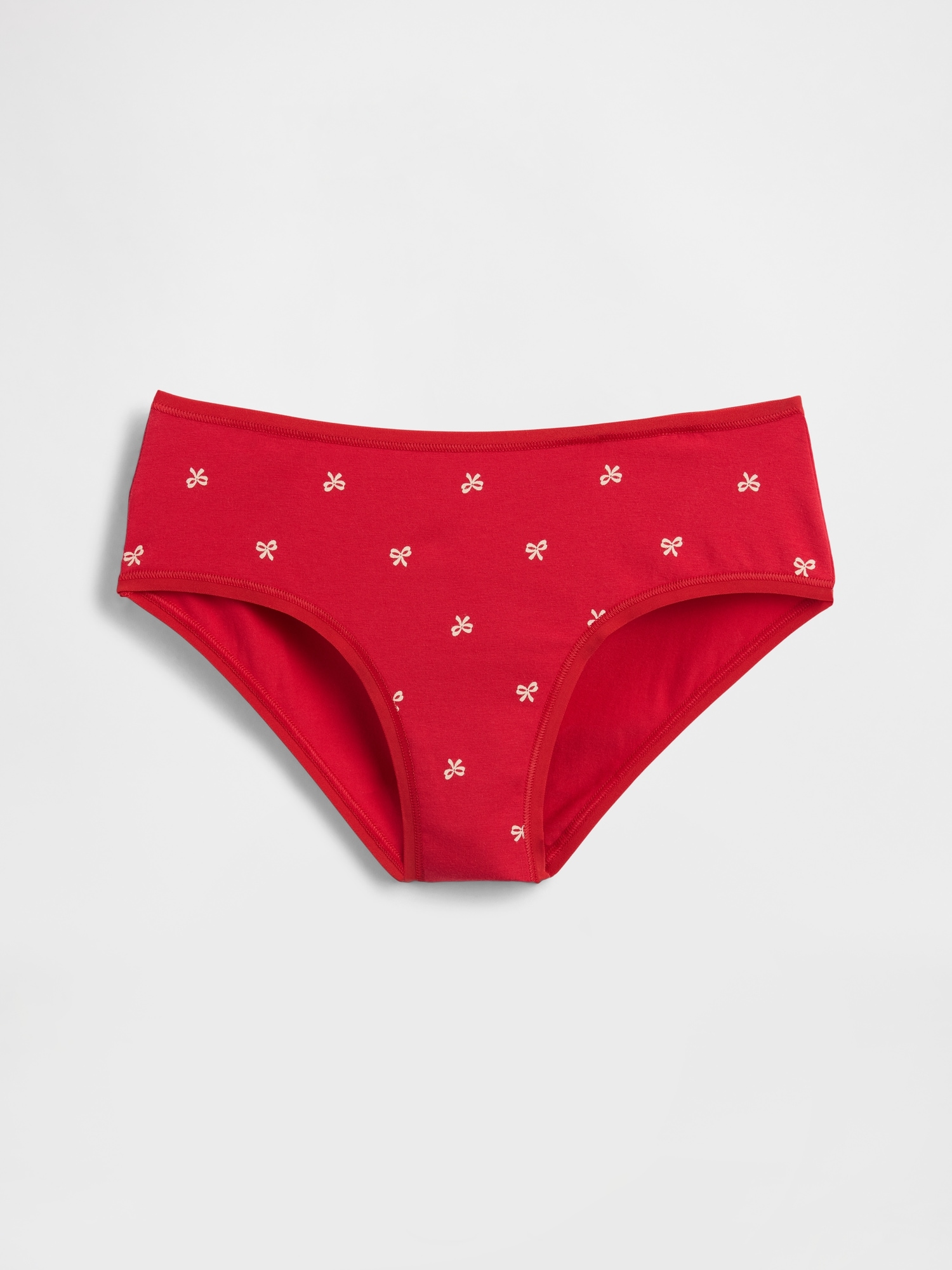 Organic Stretch Cotton Hipster - Red Bows