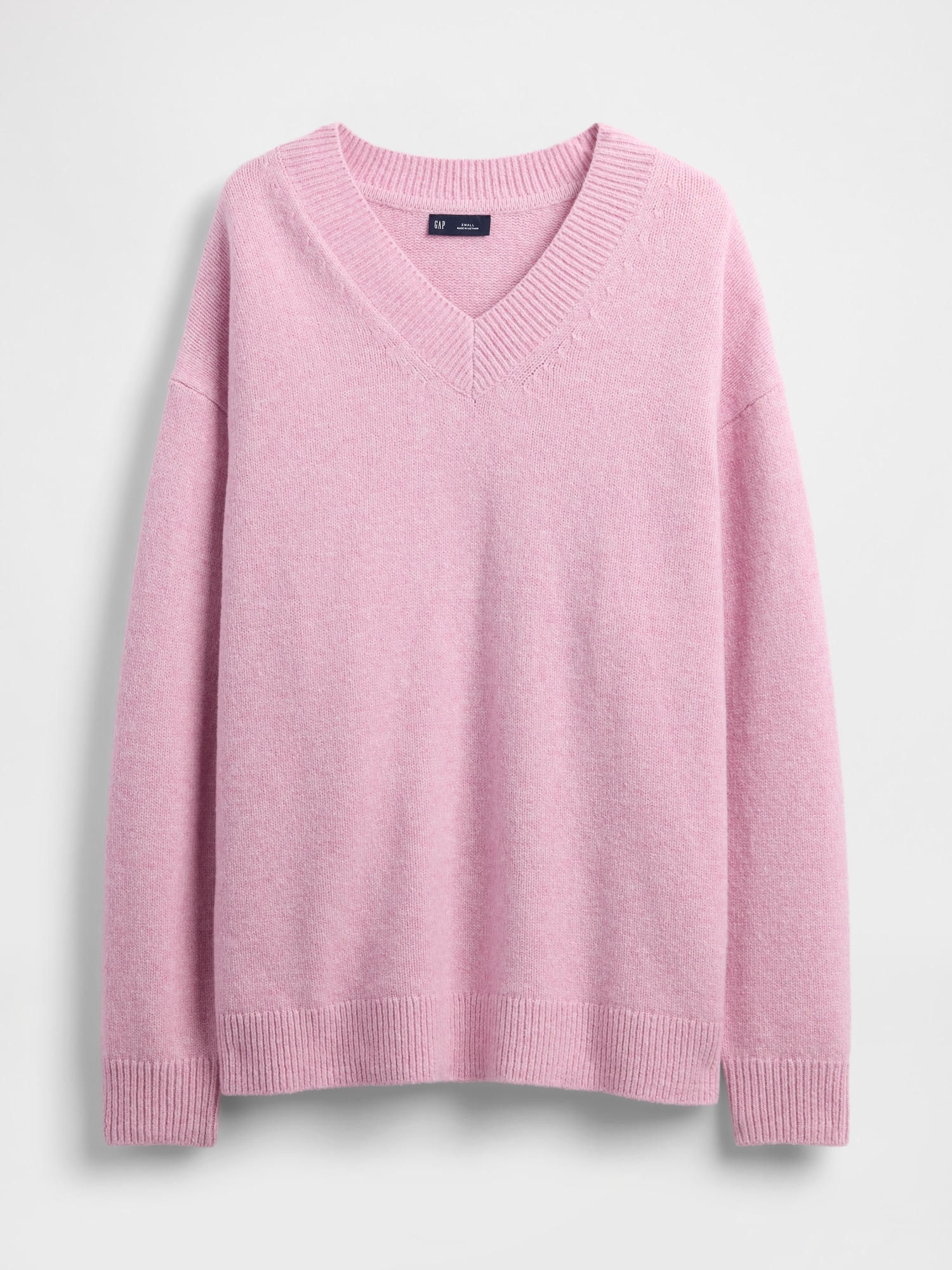 CashSoft Oversized V-Neck Sweater - Sugar Pink