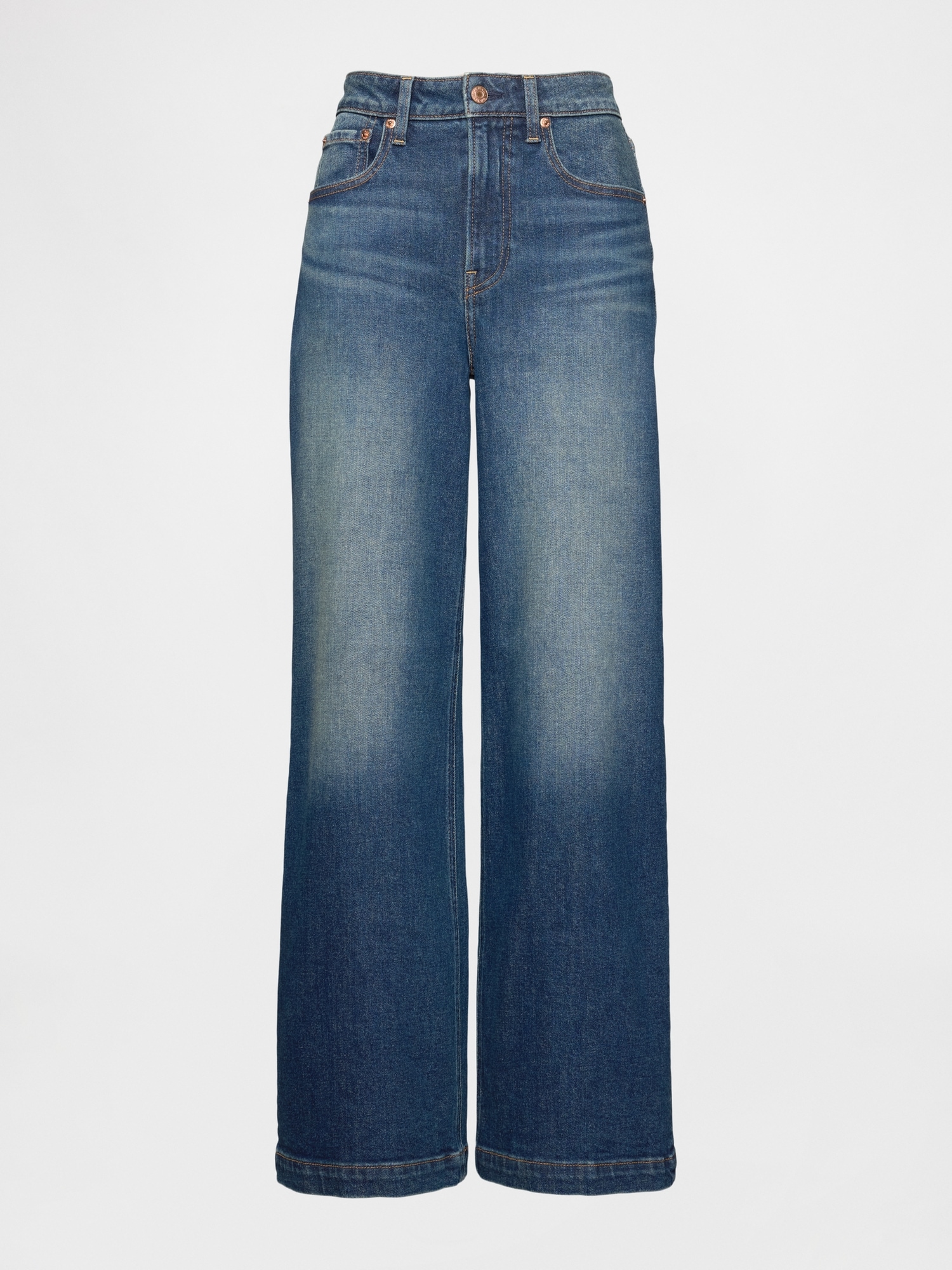 Gap Curvy High Rise Stride Wide-leg Jeans In Blue