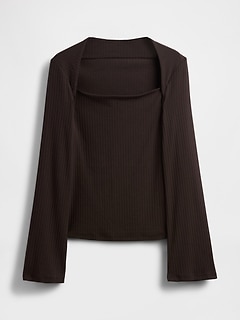 Modern Rib Envelope-Neck Top