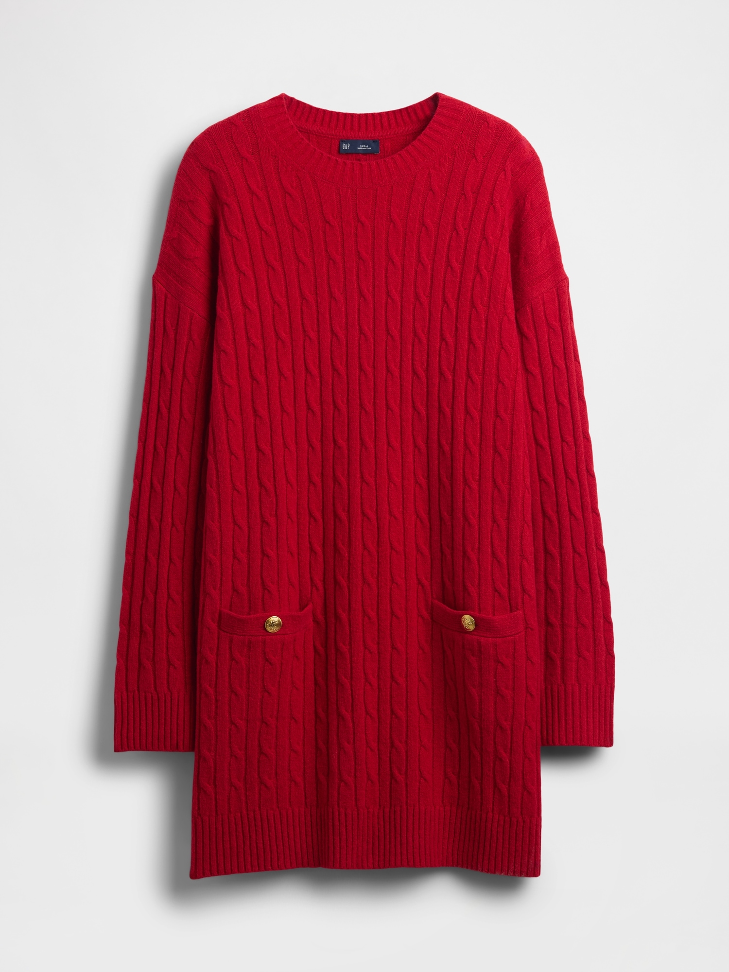 CashSoft Cable-Knit Mini Sweater Dress - Modern Red