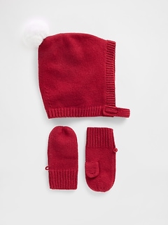 Baby & Toddler CashSoft Pom Hat & Mittens Set