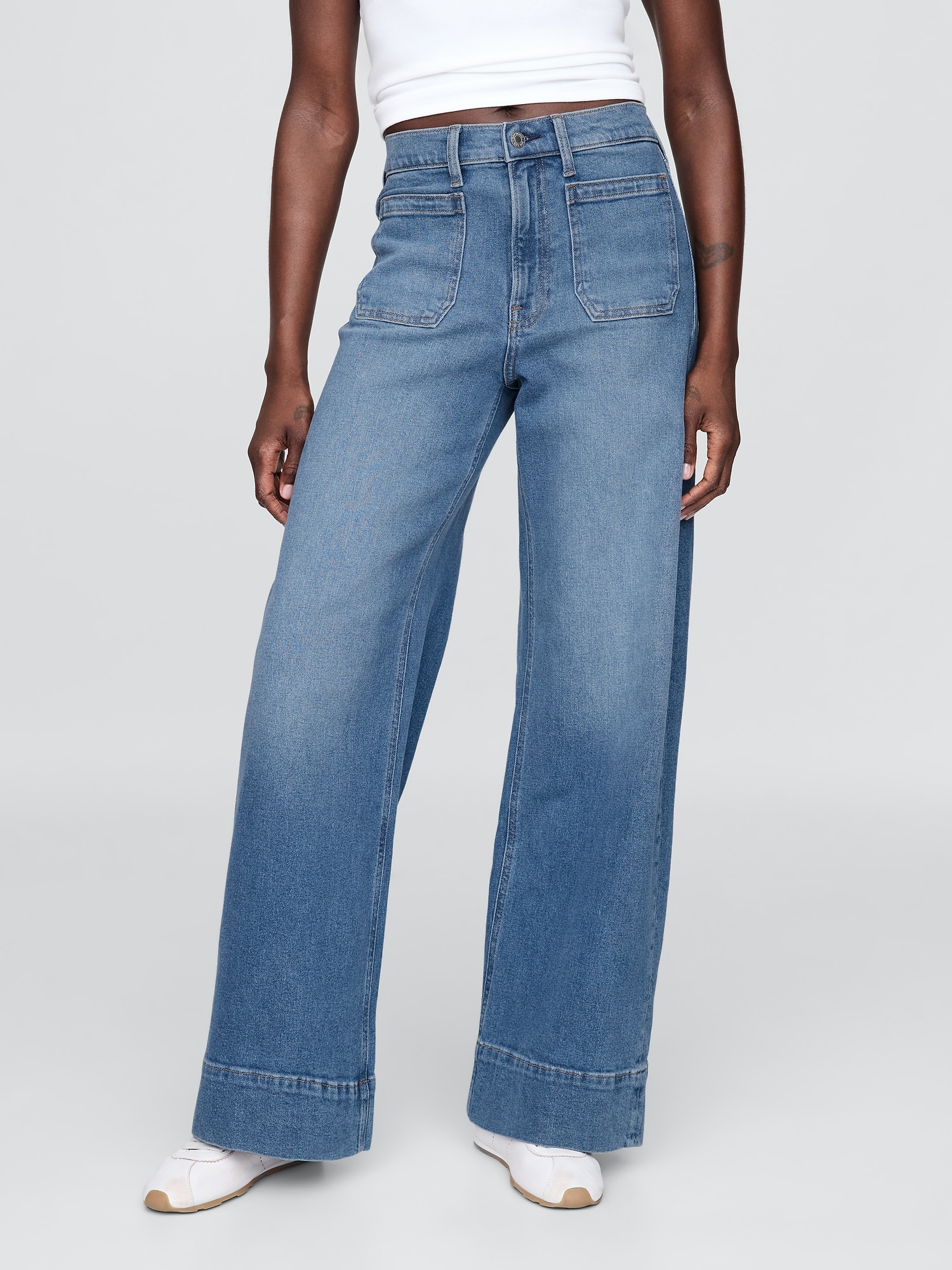 High Rise Stride Wide-Leg Jeans