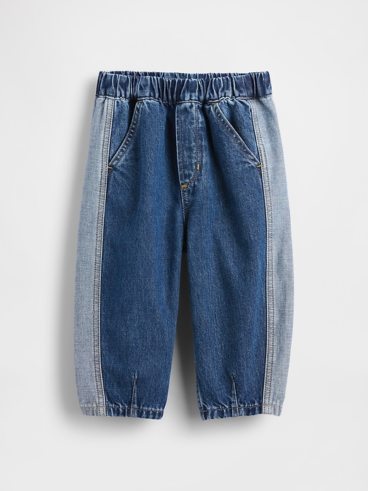 Image number 2 showing, Baby & Toddler Two-Tone Pull-On Barrel Jeans